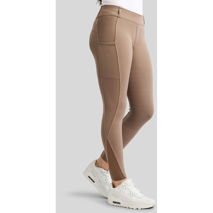 Montar Riding Legging MoWilma Hybrid Pintucks Golden Quartz Crystals Full Grip Nougat Brown