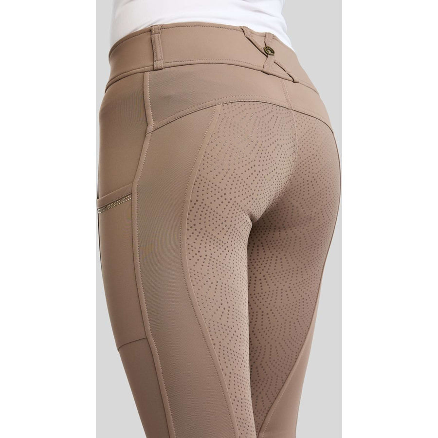 Montar Riding Legging MoWilma Hybrid Pintucks Golden Quartz Crystals Full Grip Nougat Brown