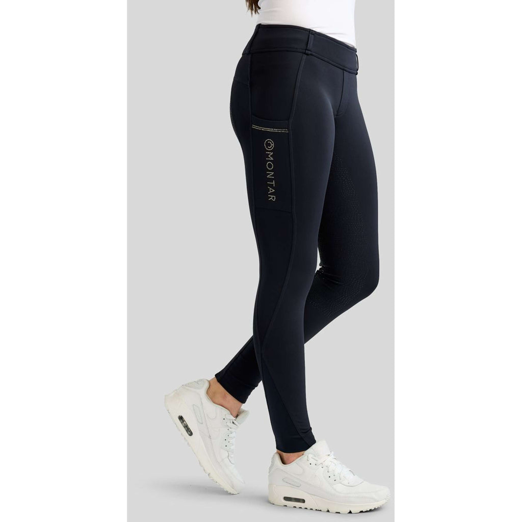 Montar Riding Legging MoEverline Hybrid Golden Quartz Crystals Kids Full Grip Navy