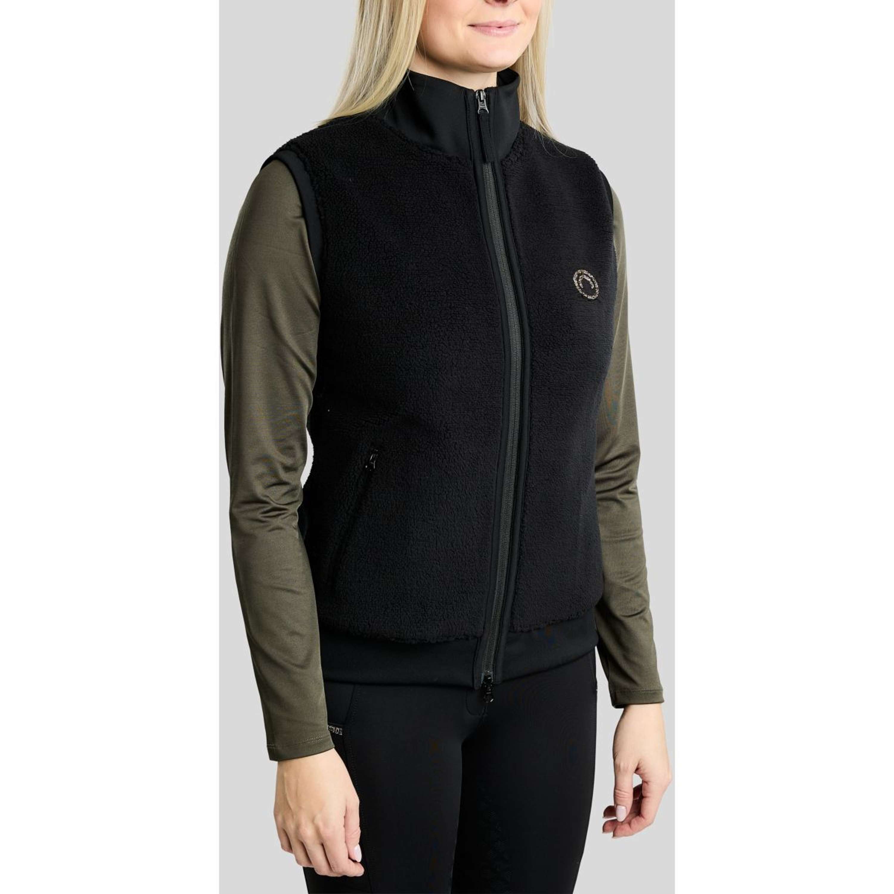 Montar Bodywarmer MoEbba Teddy Pile Golden Quartz Black