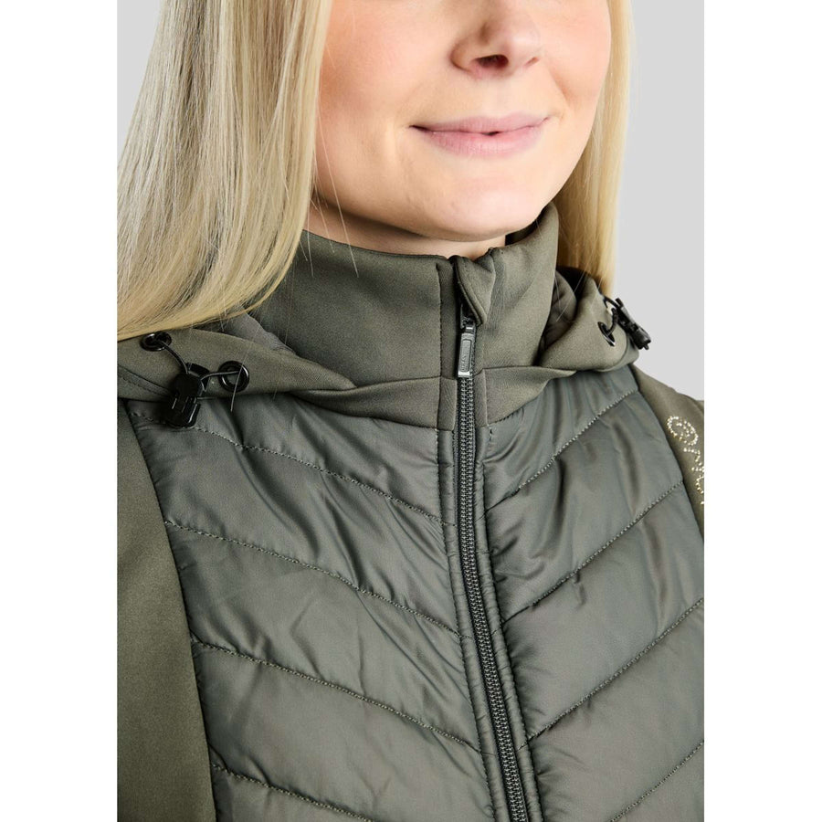Montar Bodywarmer MoEverline Hybrid Detachable Hood Golden Quartz Crystals Forest Green