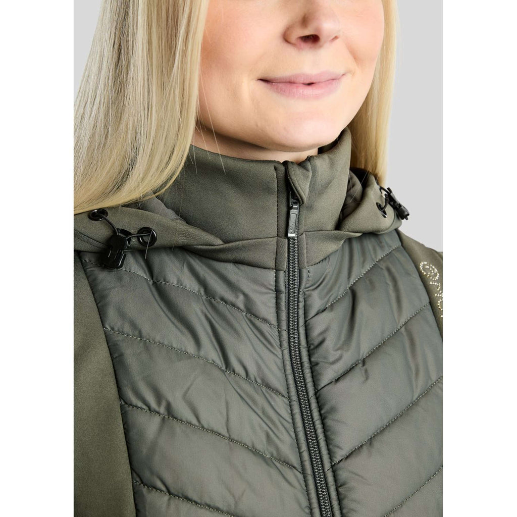 Montar Bodywarmer MoEverline Hybrid Detachable Hood Golden Quartz Crystals Forest Green