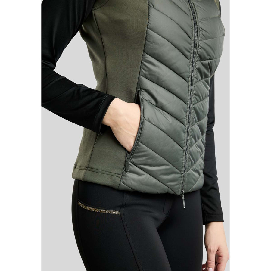 Montar Bodywarmer MoEverline Hybrid Detachable Hood Golden Quartz Crystals Forest Green