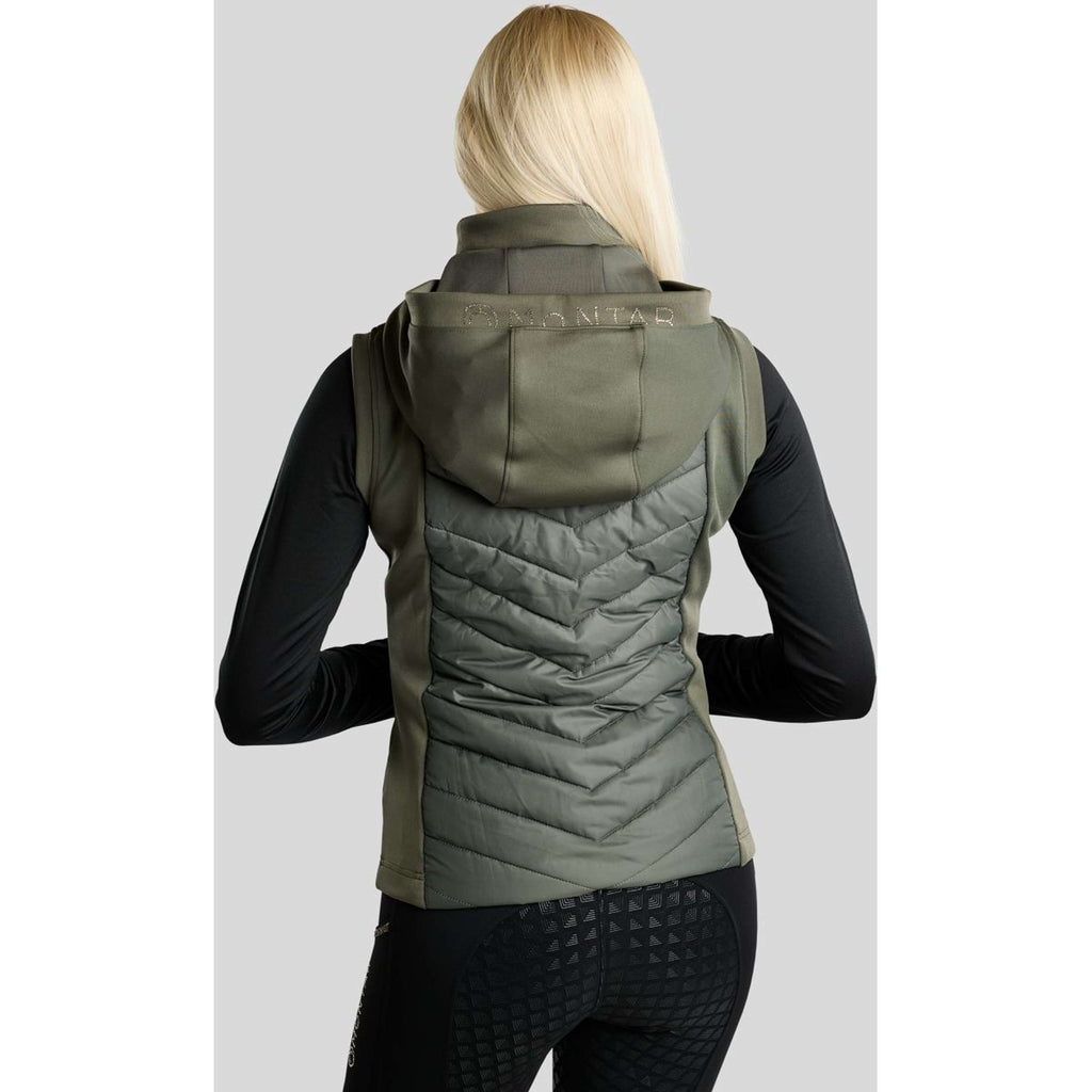 Montar Bodywarmer MoEverline Hybrid Detachable Hood Golden Quartz Crystals Forest Green