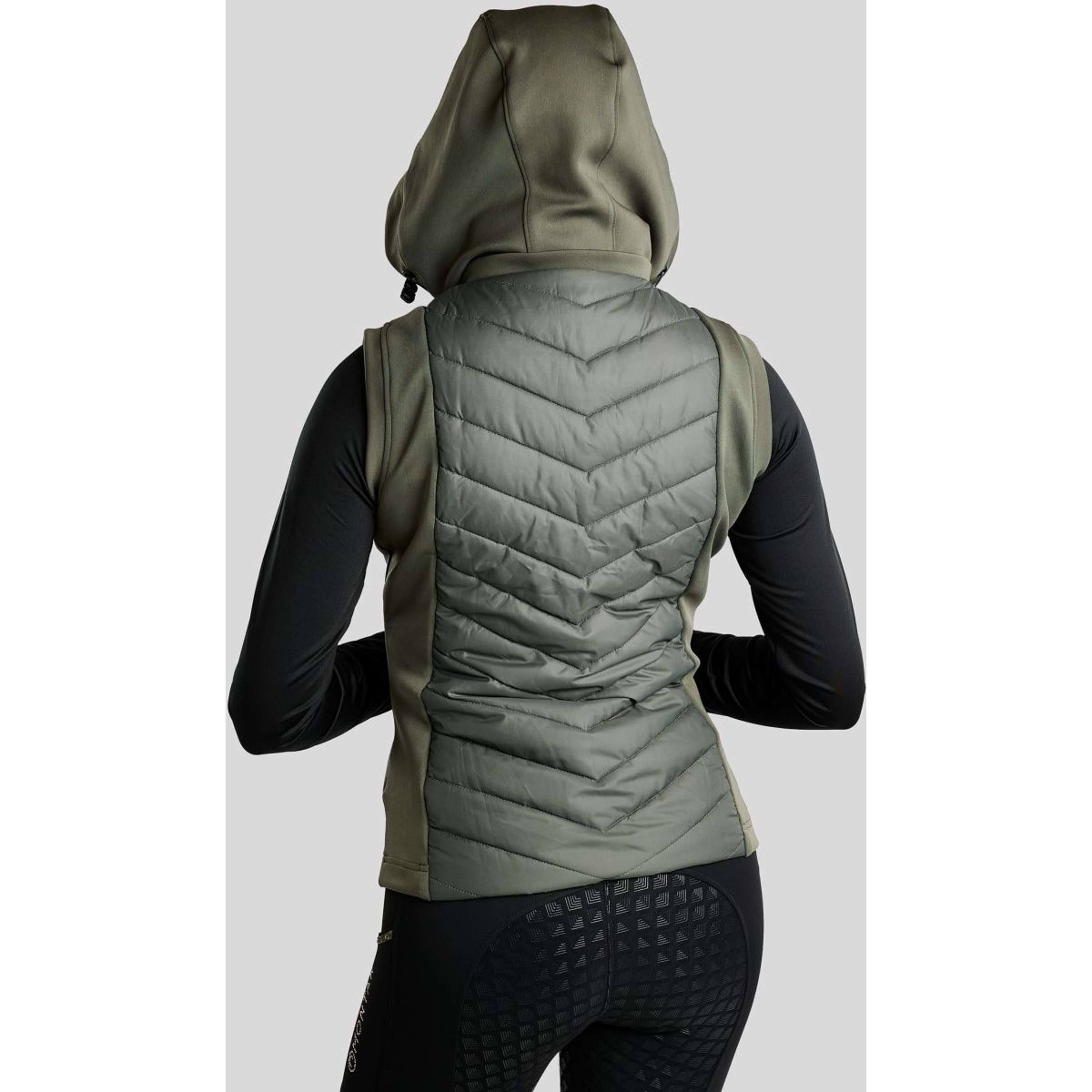 Montar Bodywarmer MoEverline Hybrid Detachable Hood Golden Quartz Crystals Forest Green
