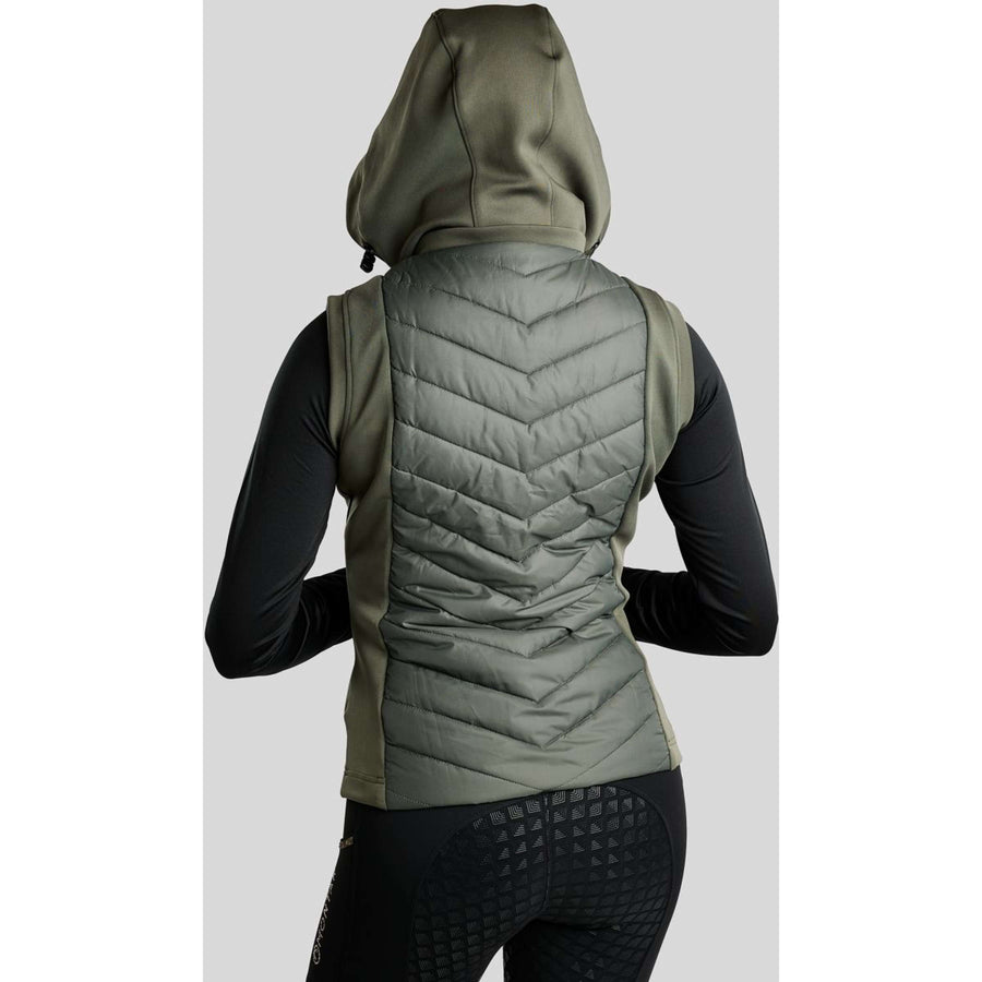 Montar Bodywarmer MoEverline Hybrid Detachable Hood Golden Quartz Crystals Forest Green