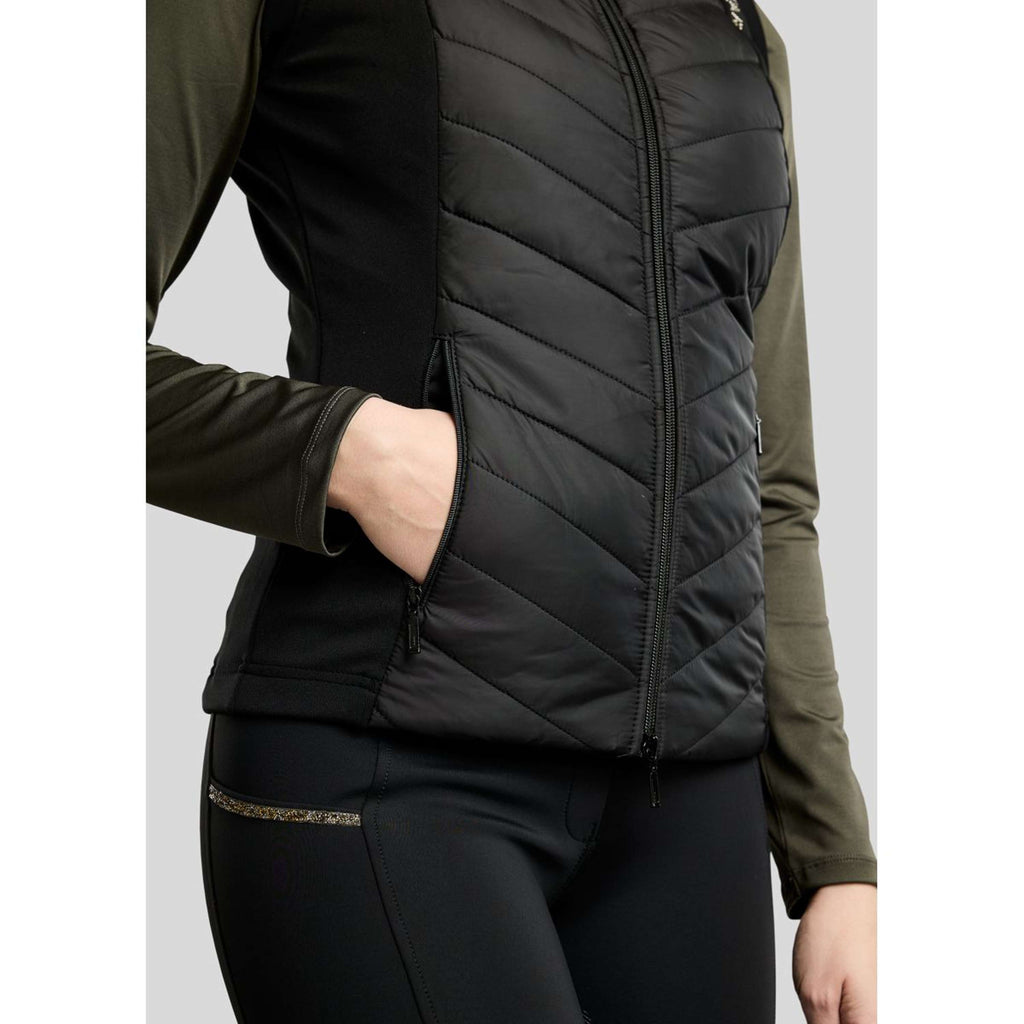 Montar Bodywarmer MoEverline Hybrid Detachable Hood Golden Quartz Crystals Black
