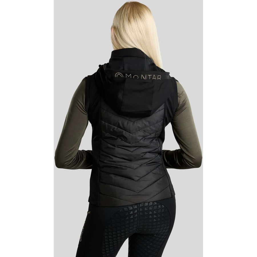 Montar Bodywarmer MoEverline Hybrid Detachable Hood Golden Quartz Crystals Black