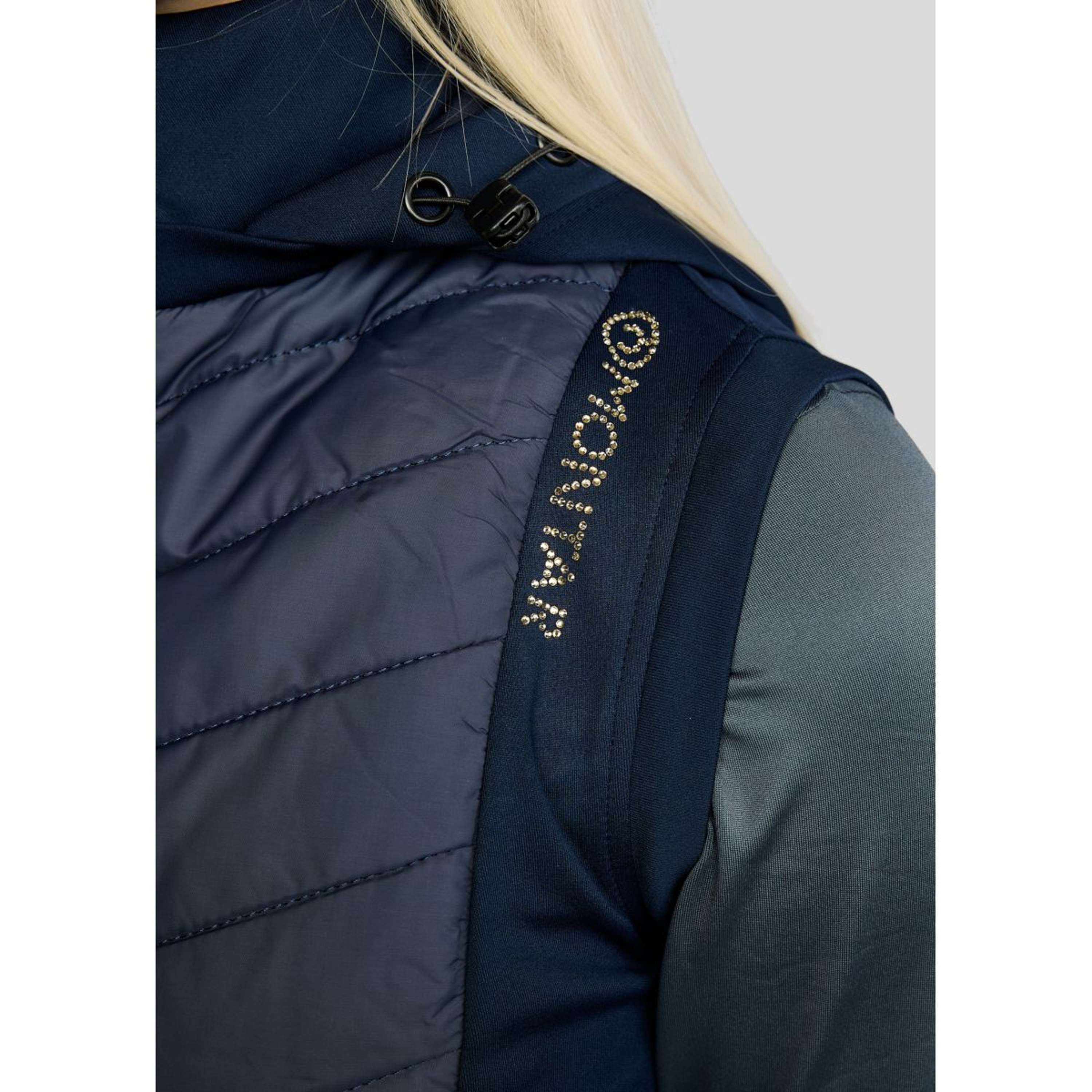 Montar Bodywarmer MoEverline Hybrid Detachable Hood Golden Quartz Crystals Navy