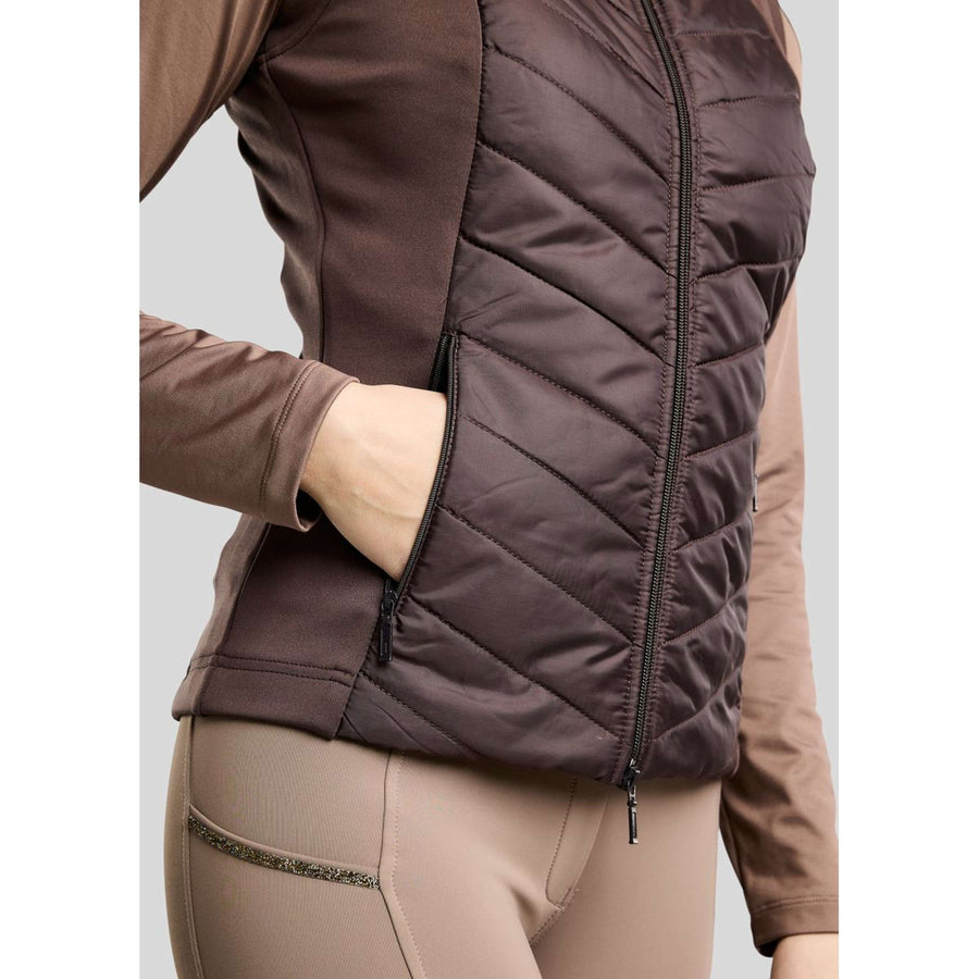 Montar Bodywarmer MoEverline Hybrid Detachable Hood Golden Quartz Crystals Black Peony