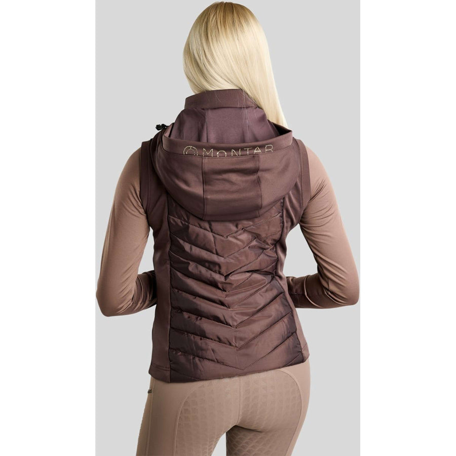 Montar Bodywarmer MoEverline Hybrid Detachable Hood Golden Quartz Crystals Black Peony