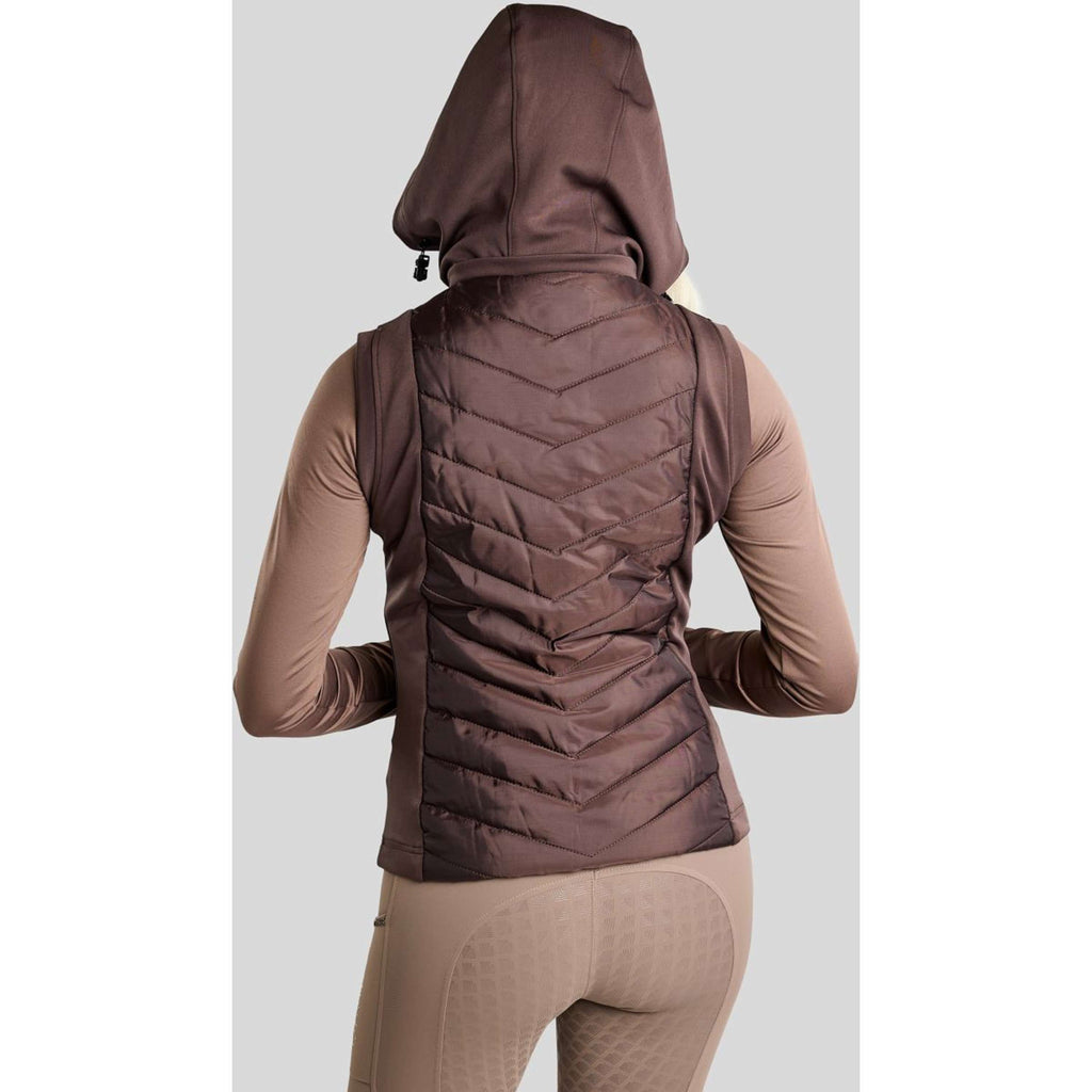 Montar Bodywarmer MoEverline Hybrid Detachable Hood Golden Quartz Crystals Black Peony