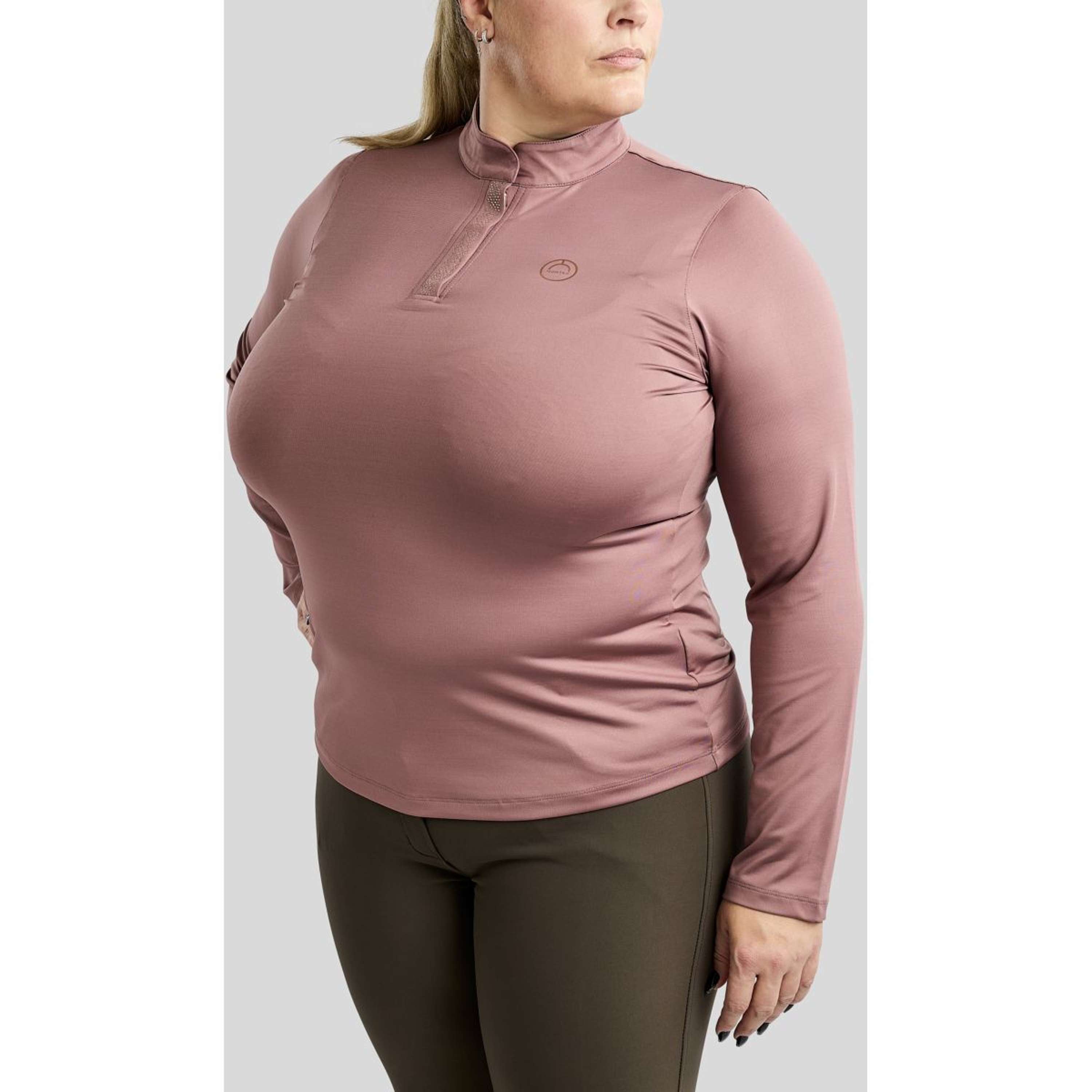 Montar Shirt Briella Rosegold Crystals Curve Long Sleeves Dusty Rose