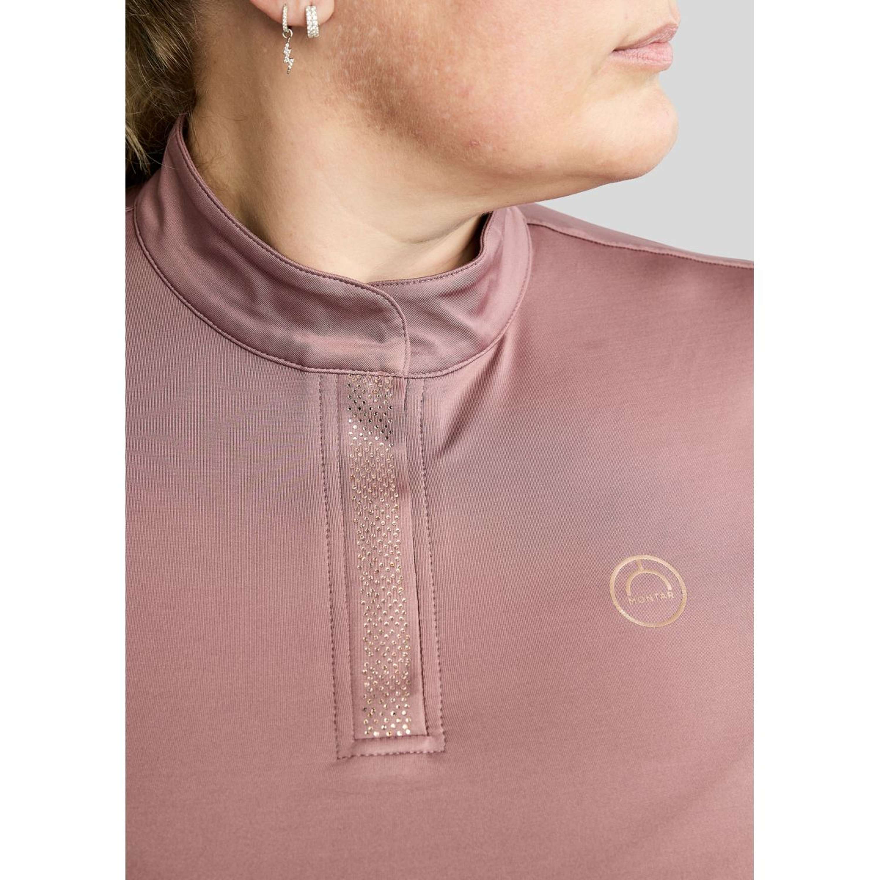 Montar Shirt Briella Rosegold Crystals Curve Long Sleeves Dusty Rose