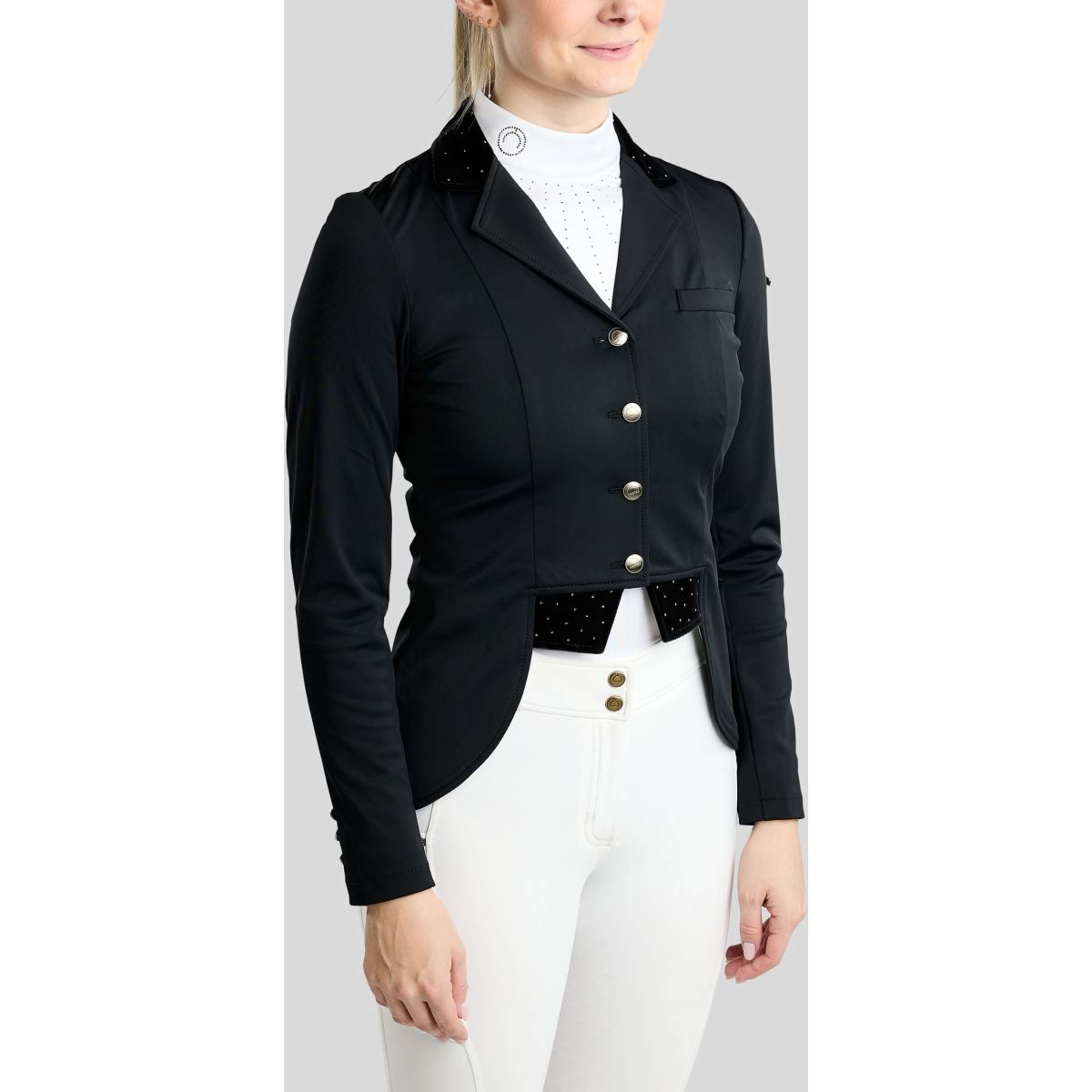 Montar Competition Jacket MoValerie Short Velvet Details Golden Quartz Crystals Black