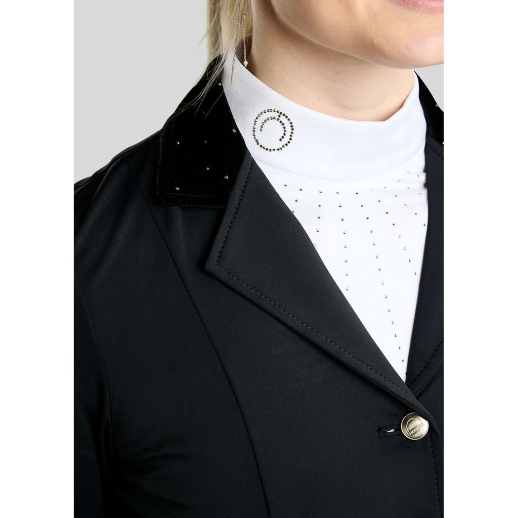 Montar Competition Jacket MoValerie Short Velvet Details Golden Quartz Crystals Black