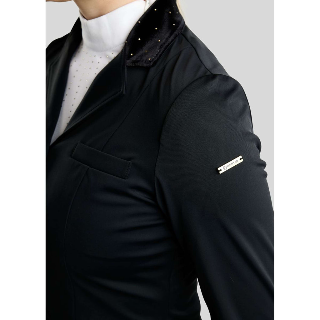 Montar Competition Jacket MoValerie Short Velvet Details Golden Quartz Crystals Black
