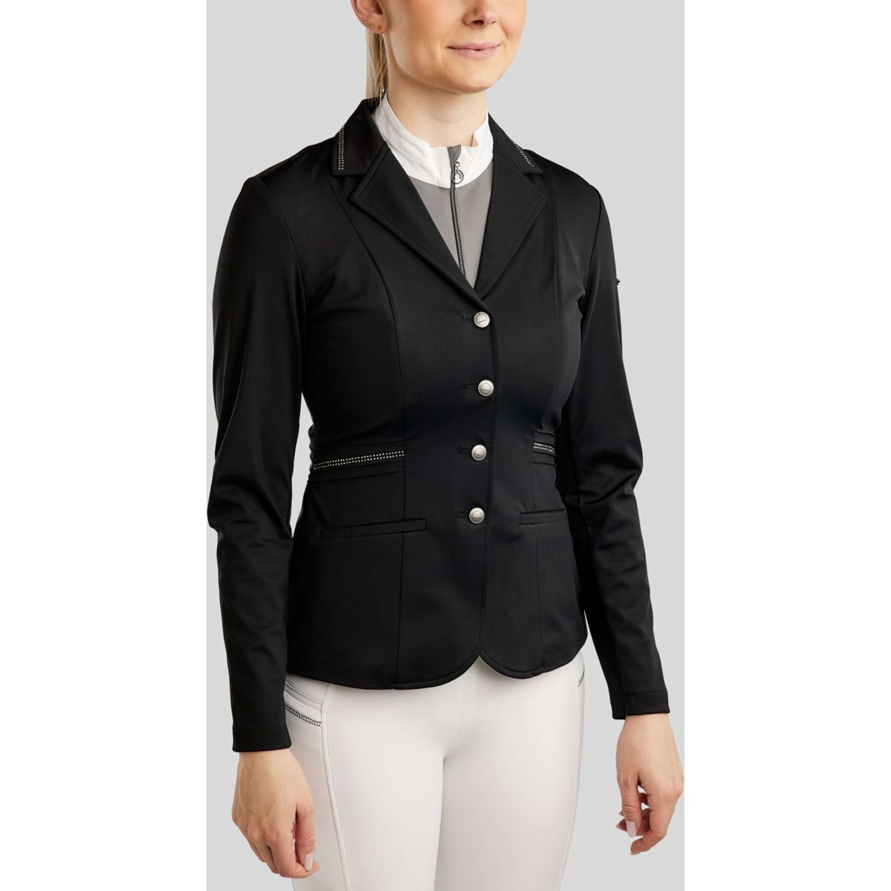 Montar Competition Jacket MoPearl Pintucks Gun Metal Crystals Black