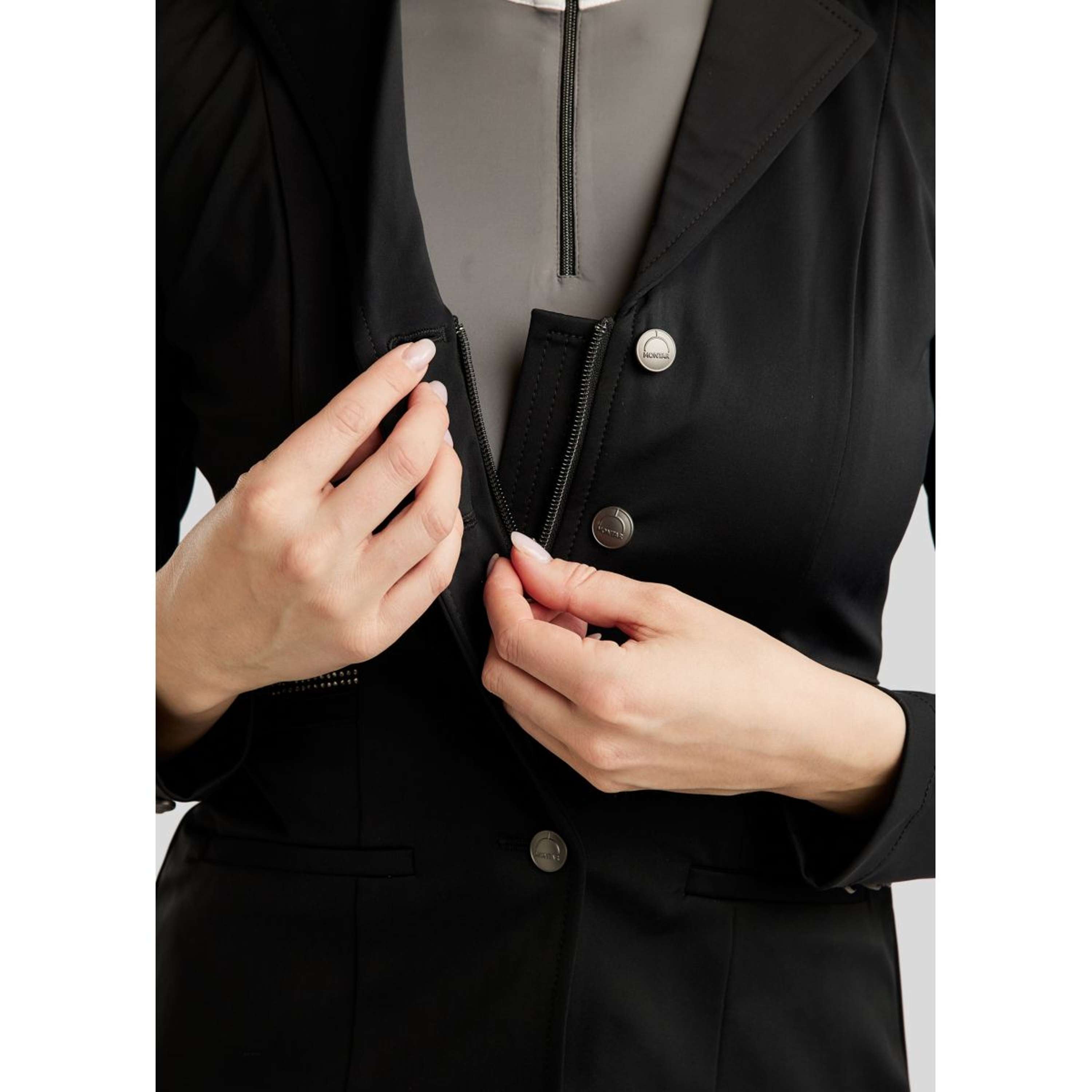 Montar Competition Jacket MoPearl Pintucks Gun Metal Crystals Black