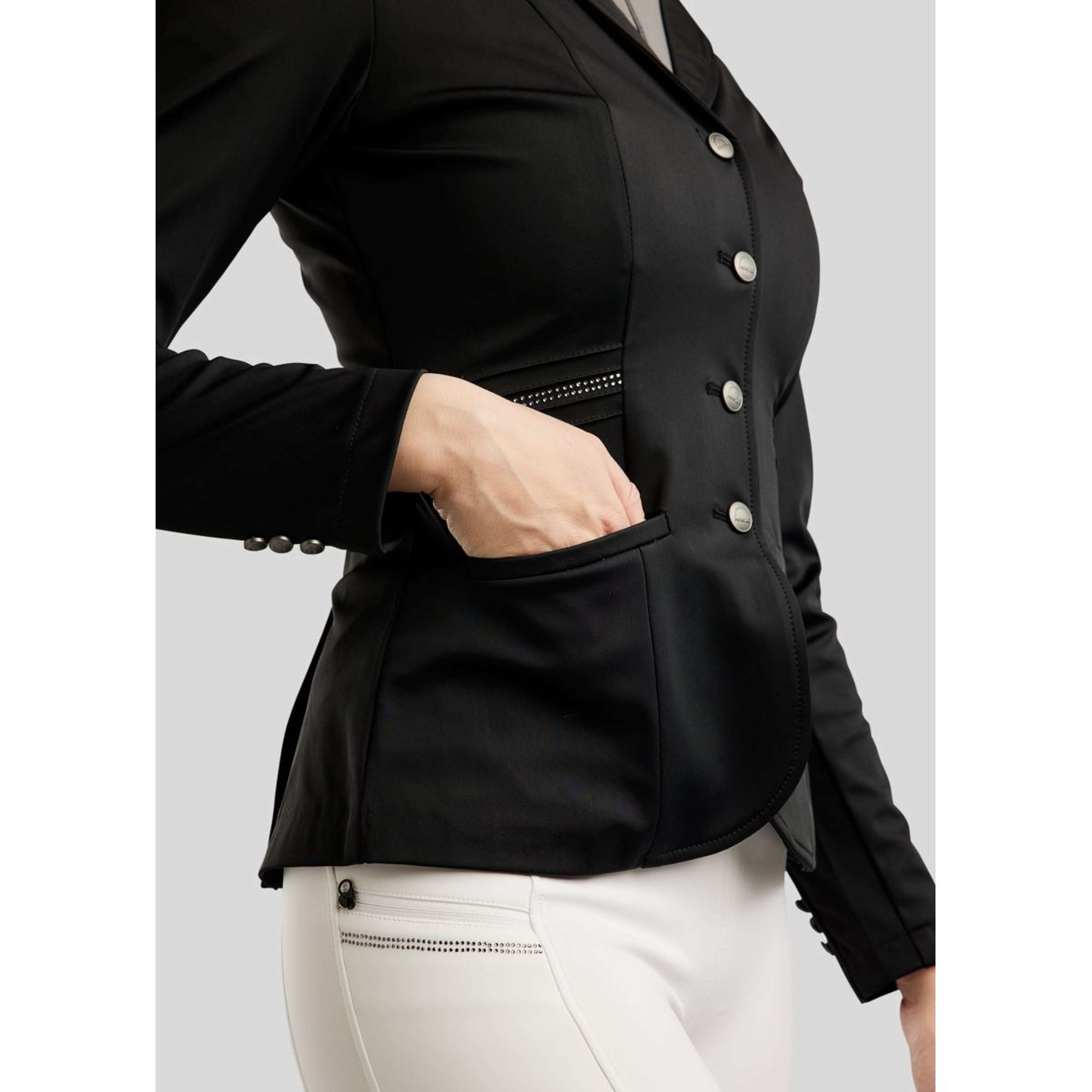 Montar Competition Jacket MoPearl Pintucks Gun Metal Crystals Black