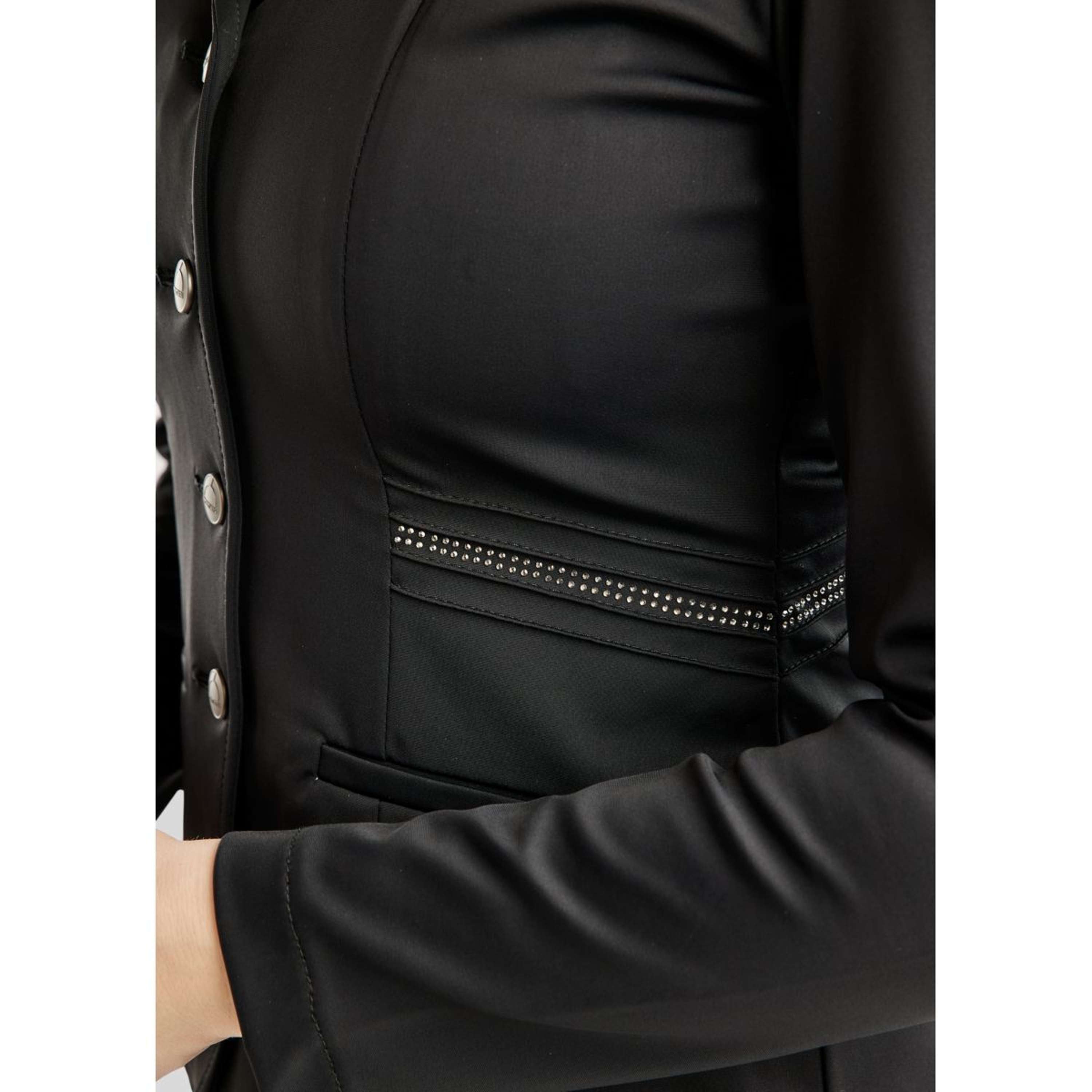 Montar Competition Jacket MoPearl Pintucks Gun Metal Crystals Black