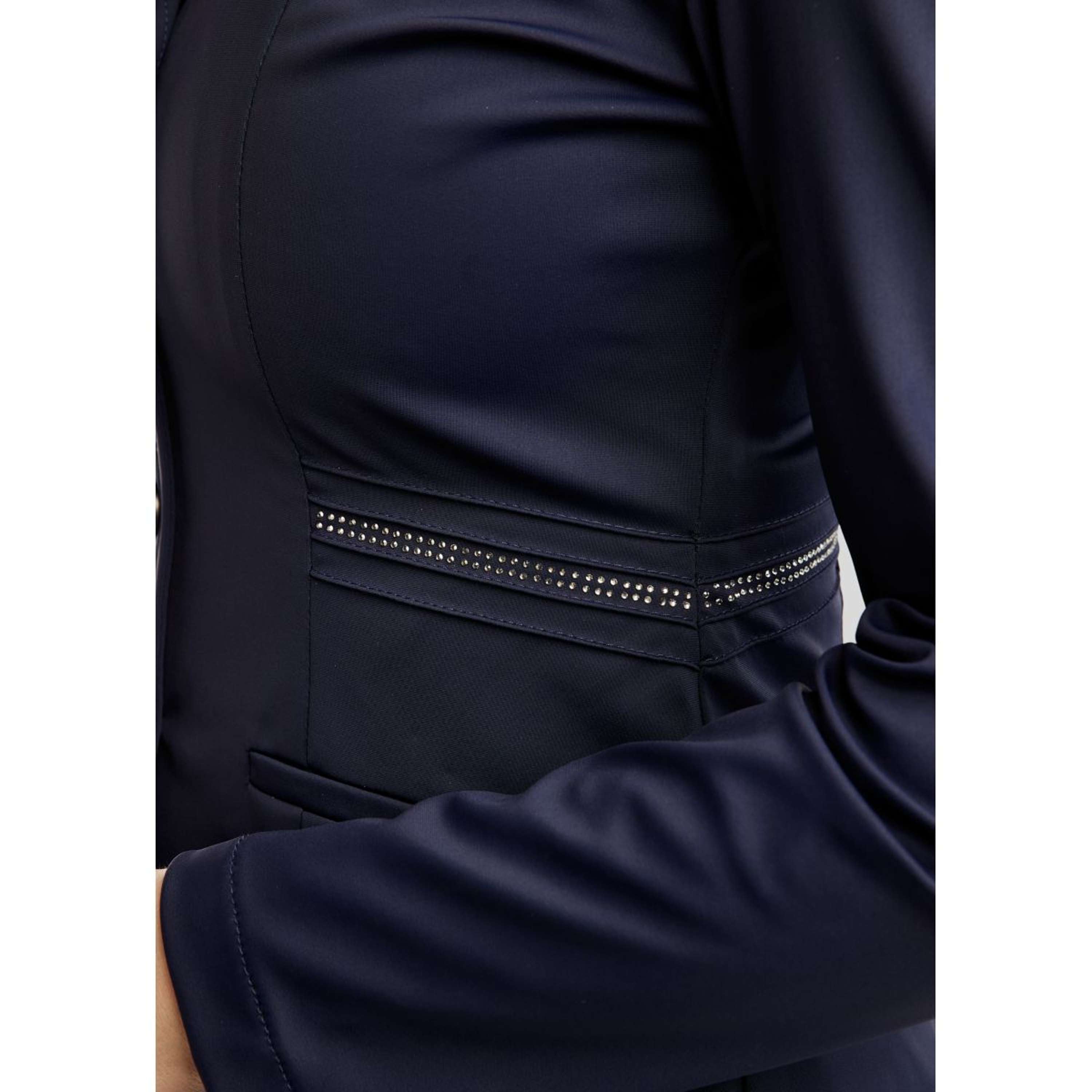 Montar Competition Jacket MoPearl Pintucks Gun Metal Crystals Navy
