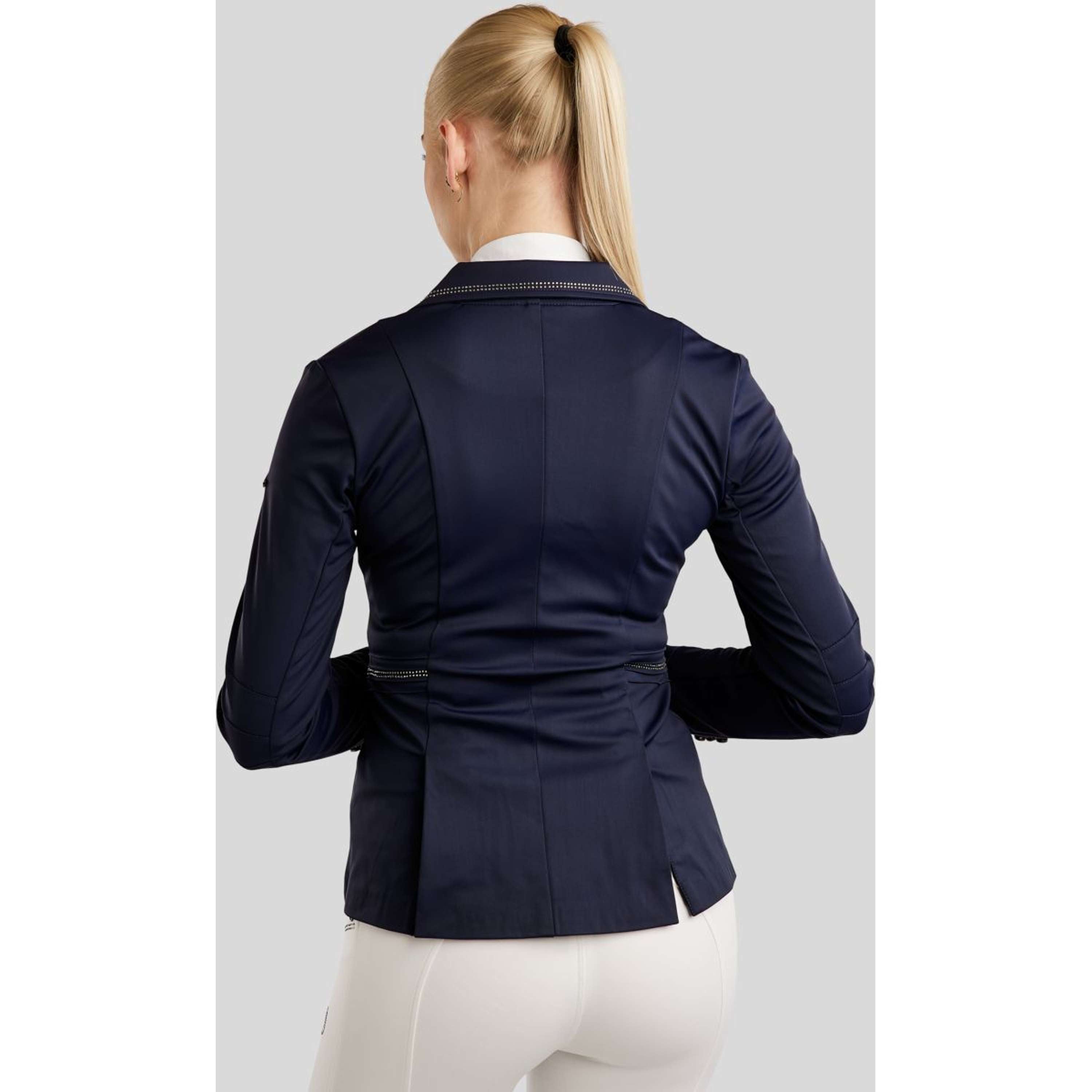 Montar Competition Jacket MoPearl Pintucks Gun Metal Crystals Navy