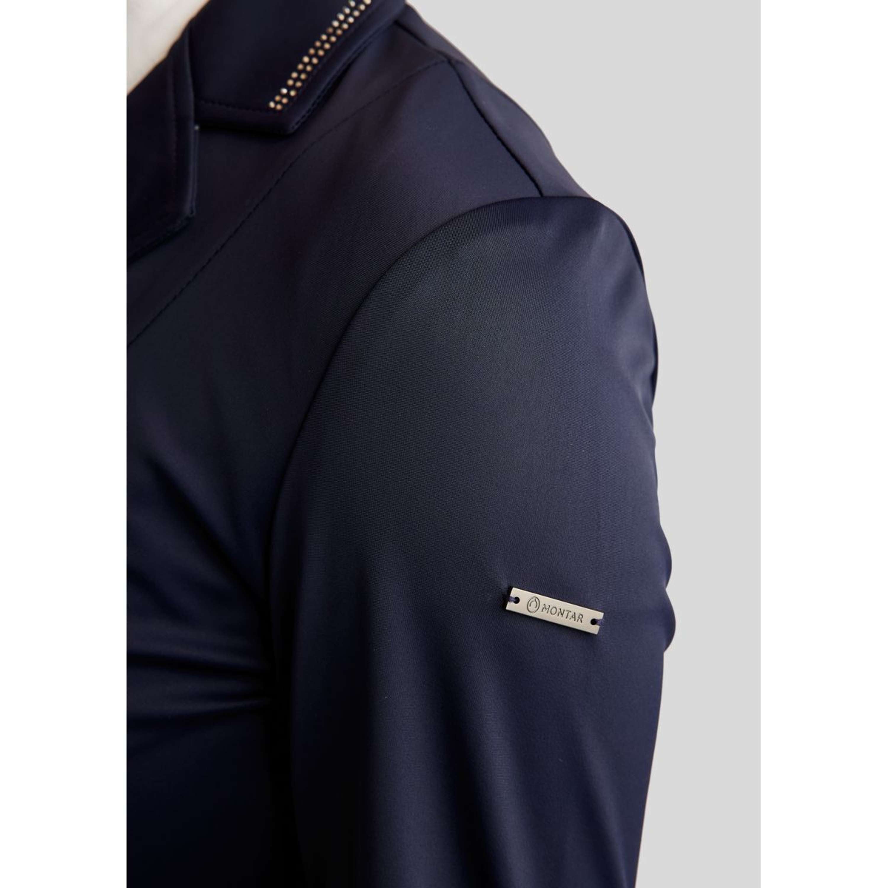 Montar Competition Jacket MoPearl Pintucks Gun Metal Crystals Navy