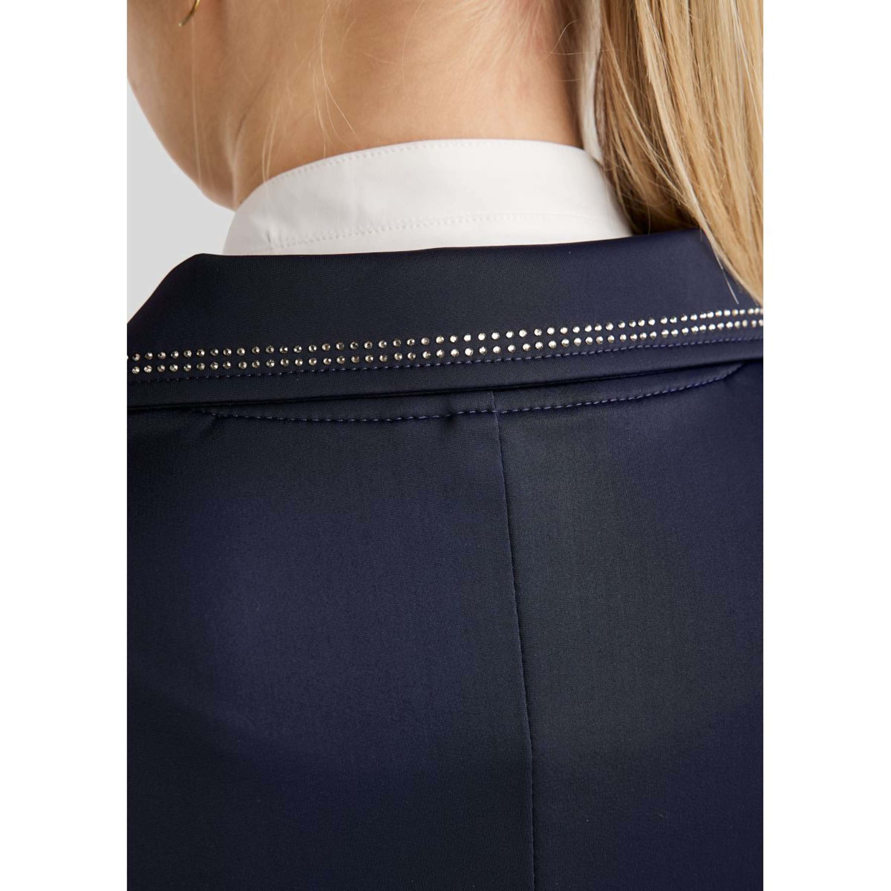 Montar Competition Jacket MoPearl Pintucks Gun Metal Crystals Navy