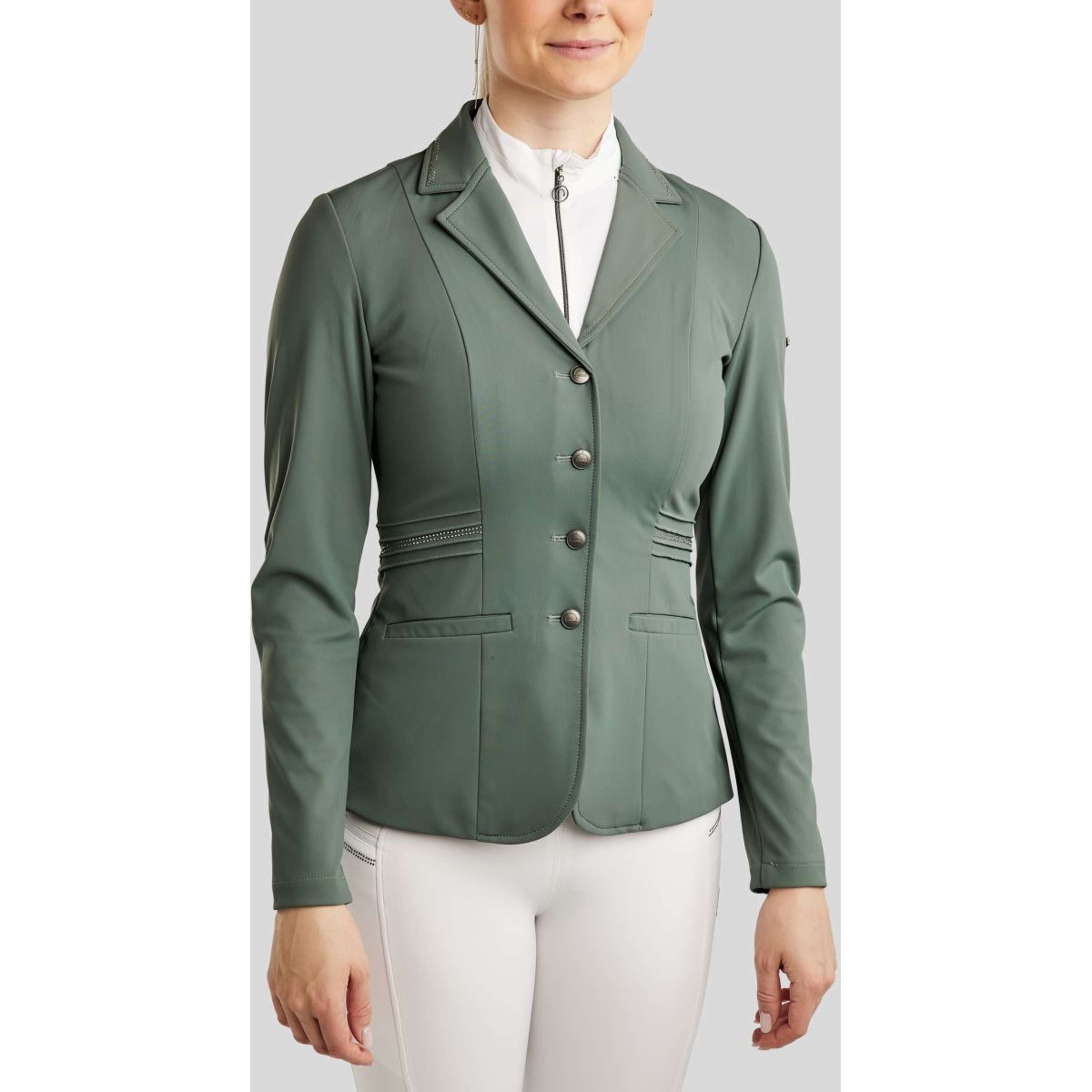 Montar Competition Jacket MoPearl Pintucks Gun Metal Crystals Jade
