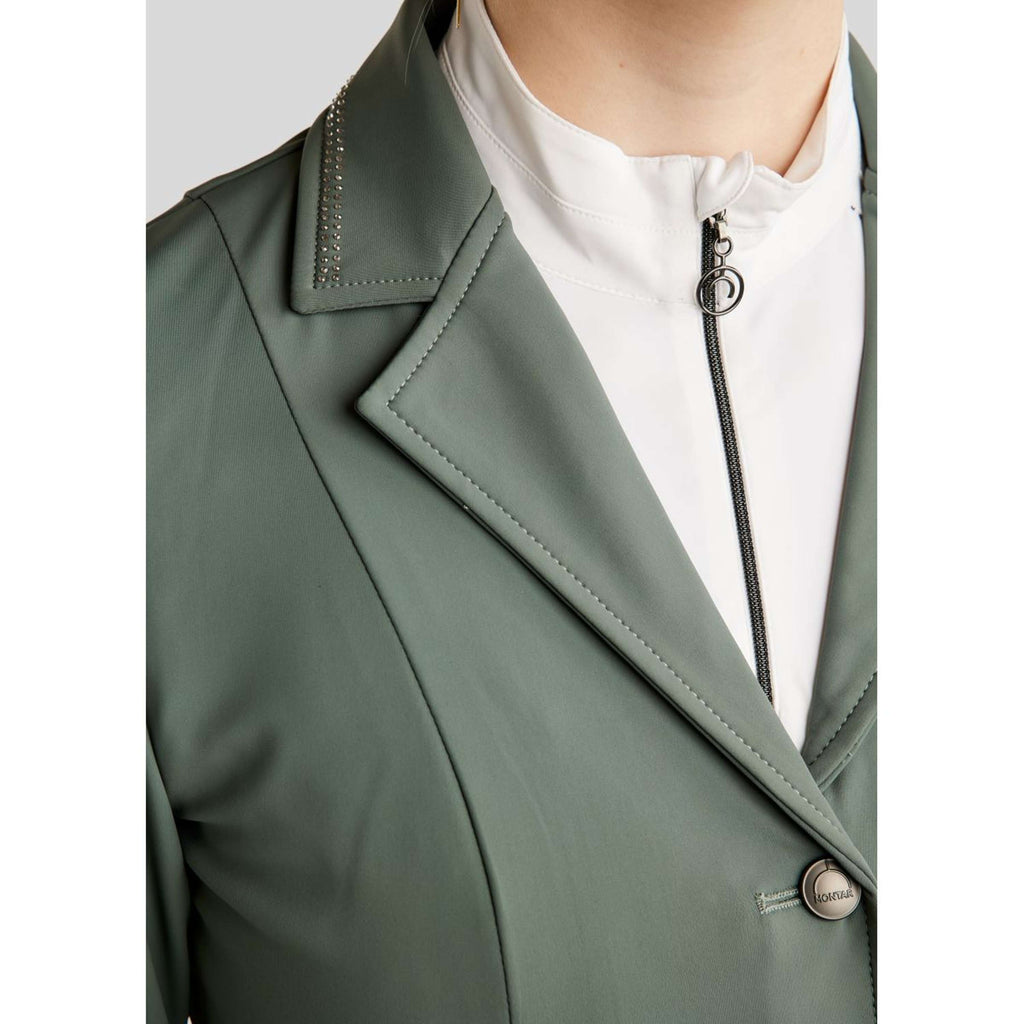 Montar Competition Jacket MoPearl Pintucks Gun Metal Crystals Jade