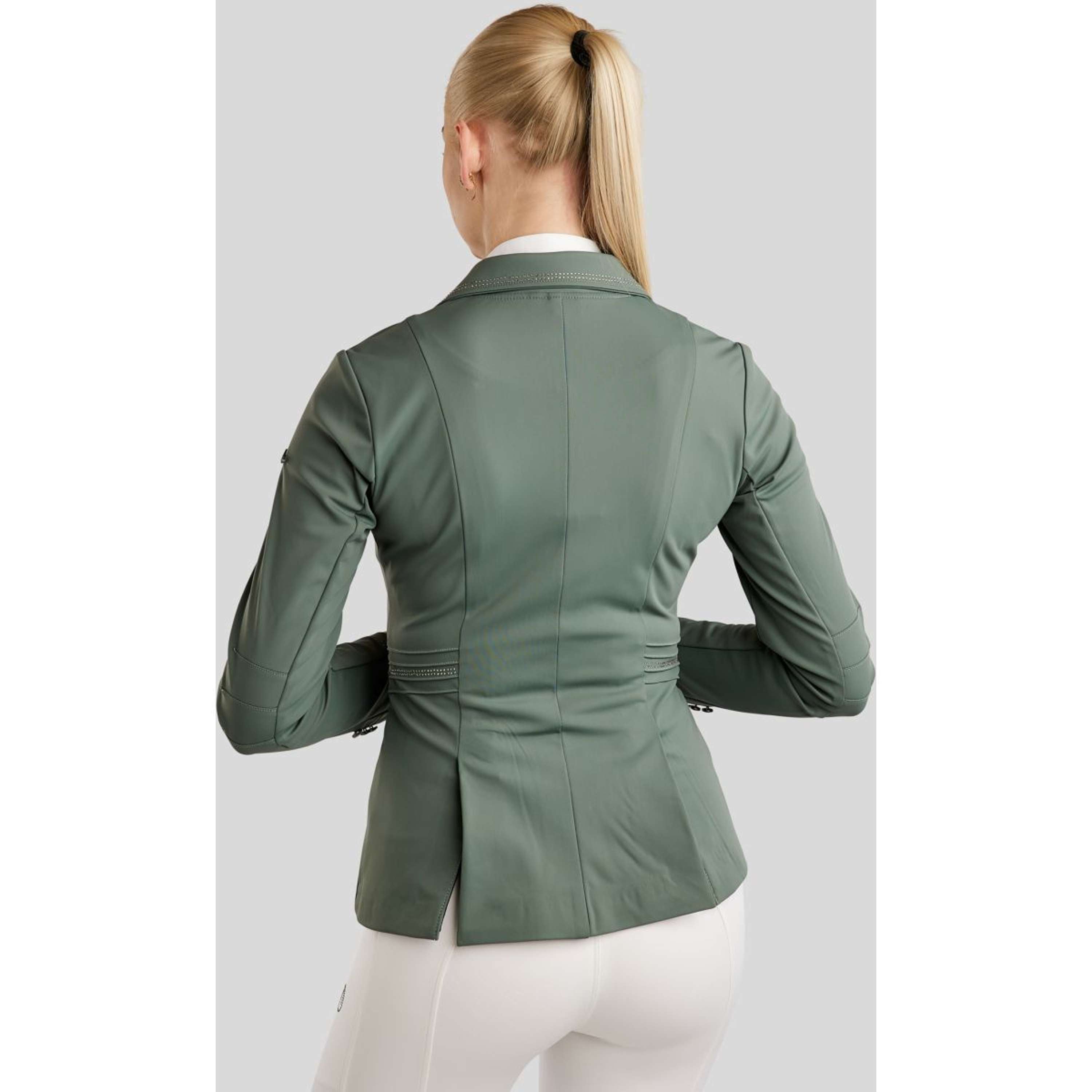 Montar Competition Jacket MoPearl Pintucks Gun Metal Crystals Jade