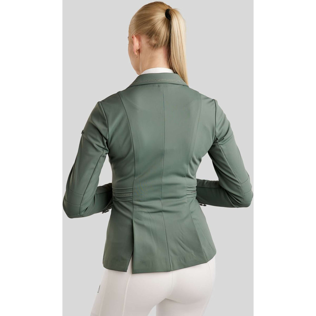 Montar Competition Jacket MoPearl Pintucks Gun Metal Crystals Jade