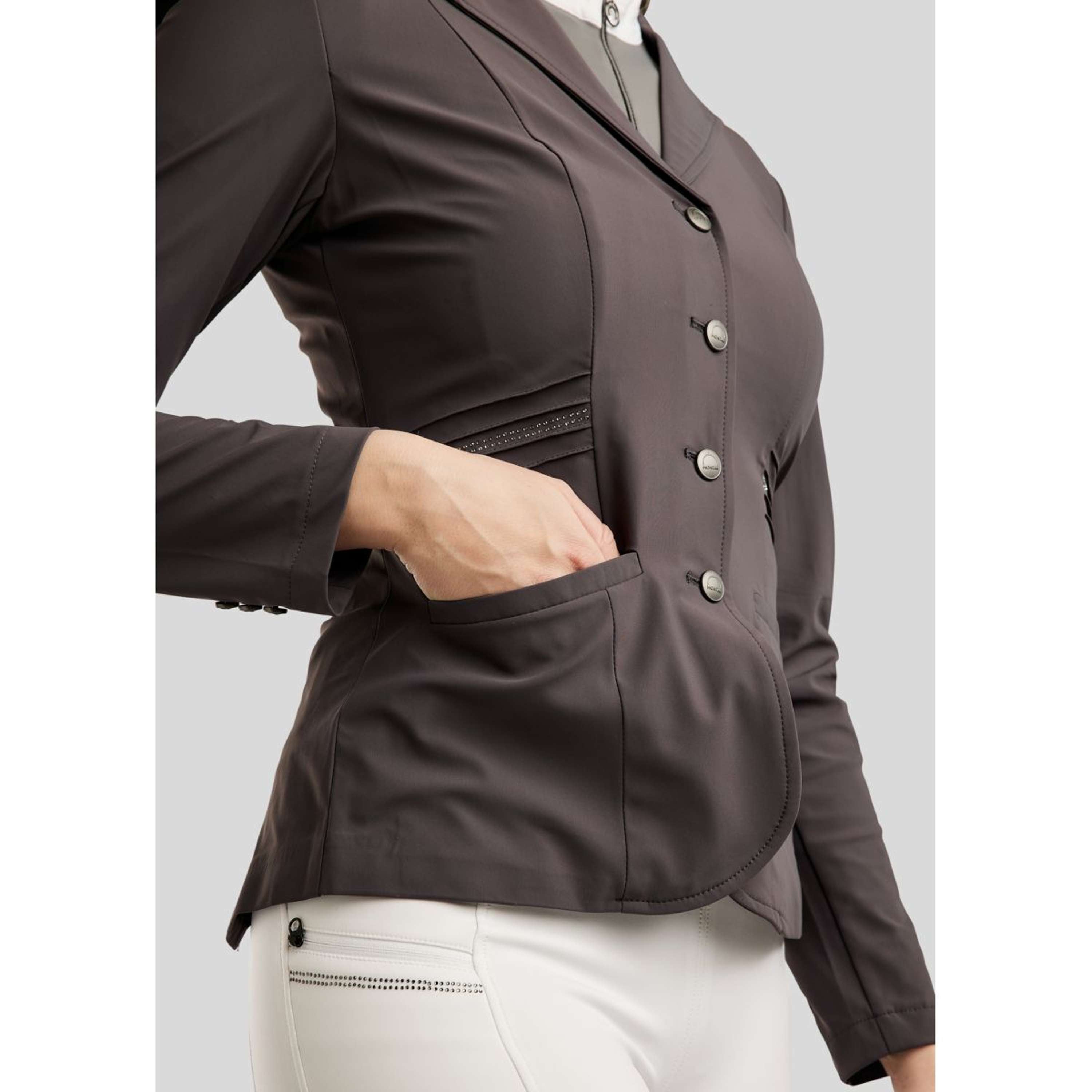 Montar Competition Jacket MoPearl Pintucks Gun Metal Crystals Slate Grey