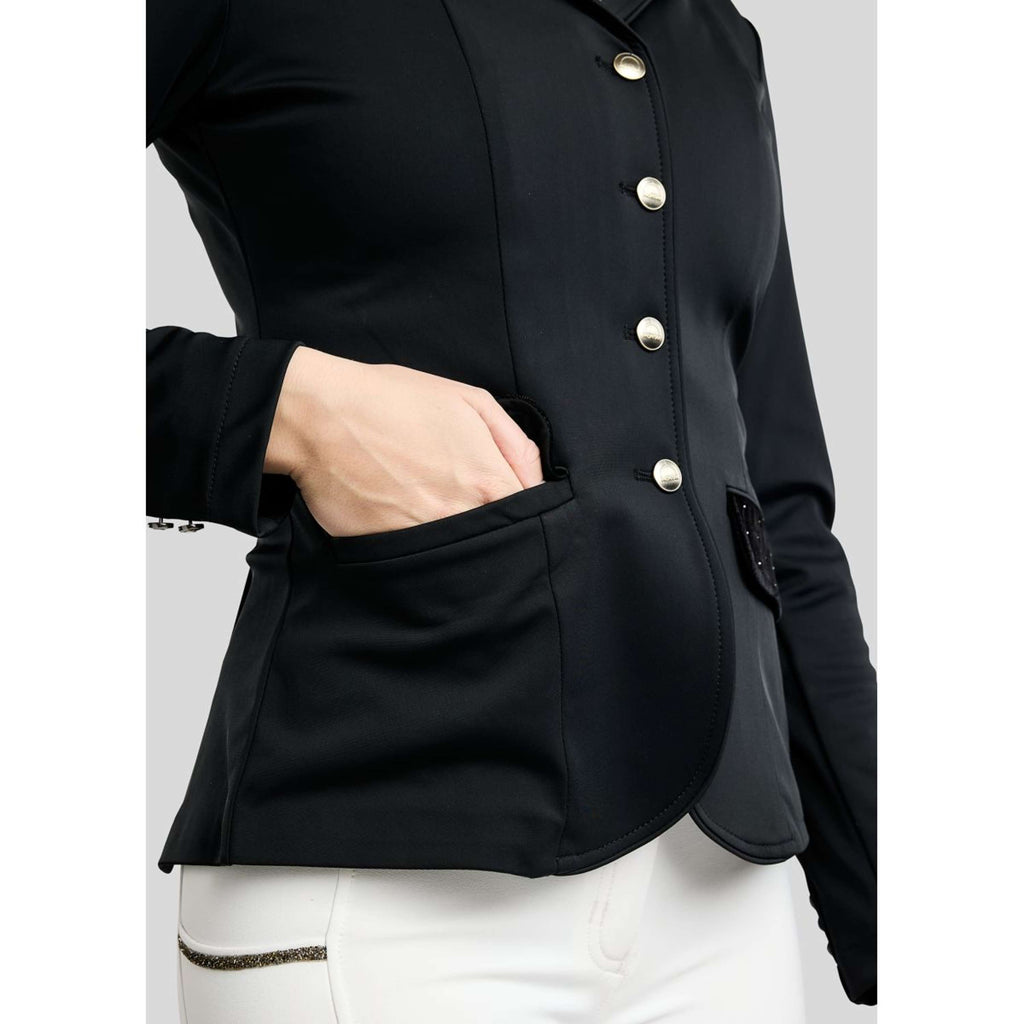 Montar Competition Jacket MoValerie Velvet Details Golden Quartz Crystals Black