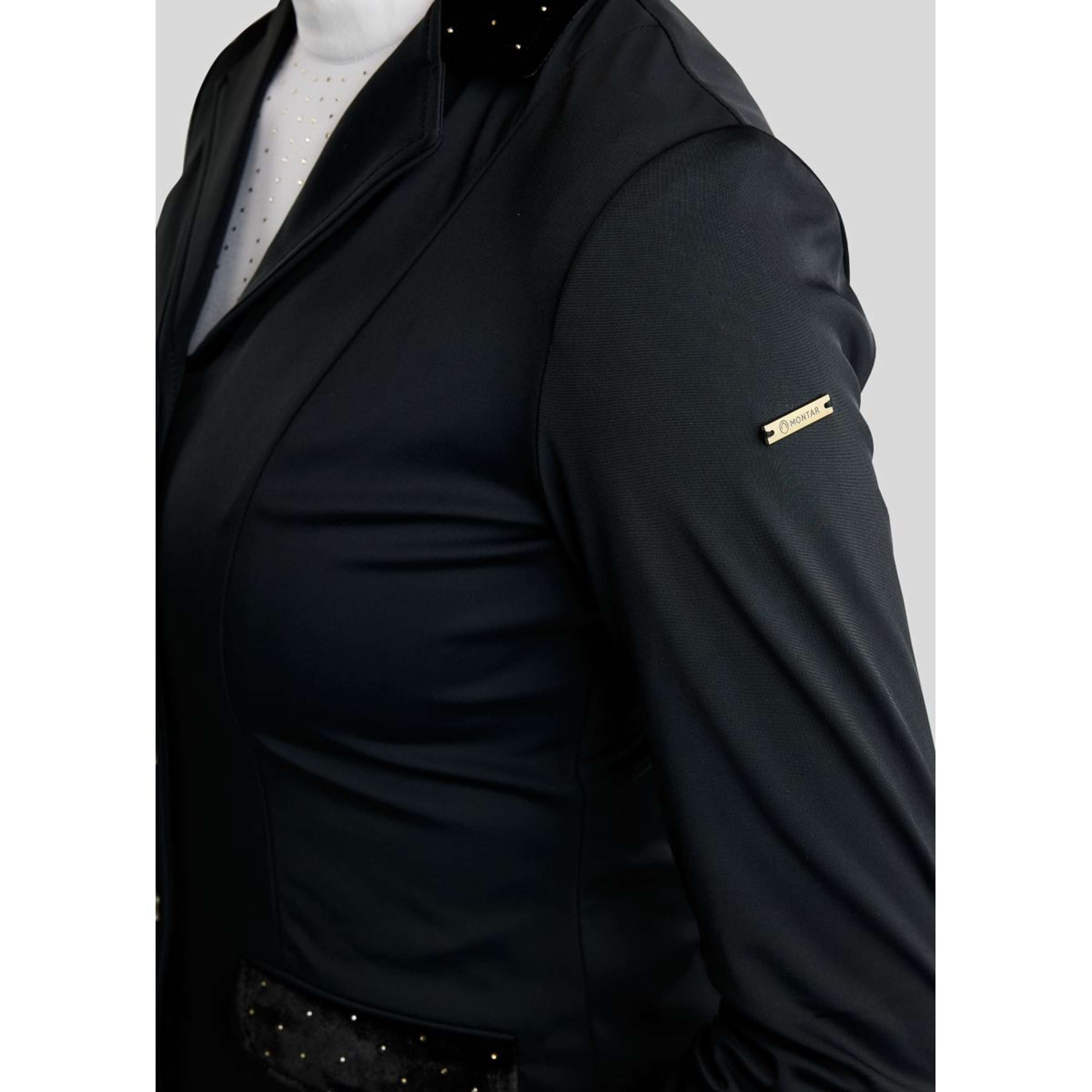 Montar Competition Jacket MoValerie Velvet Details Golden Quartz Crystals Black