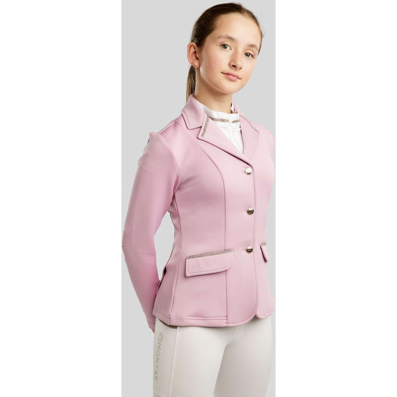 Montar Competition Jacket MoPearl Pintucks Gun Metal Crystals Junior Candy Pink
