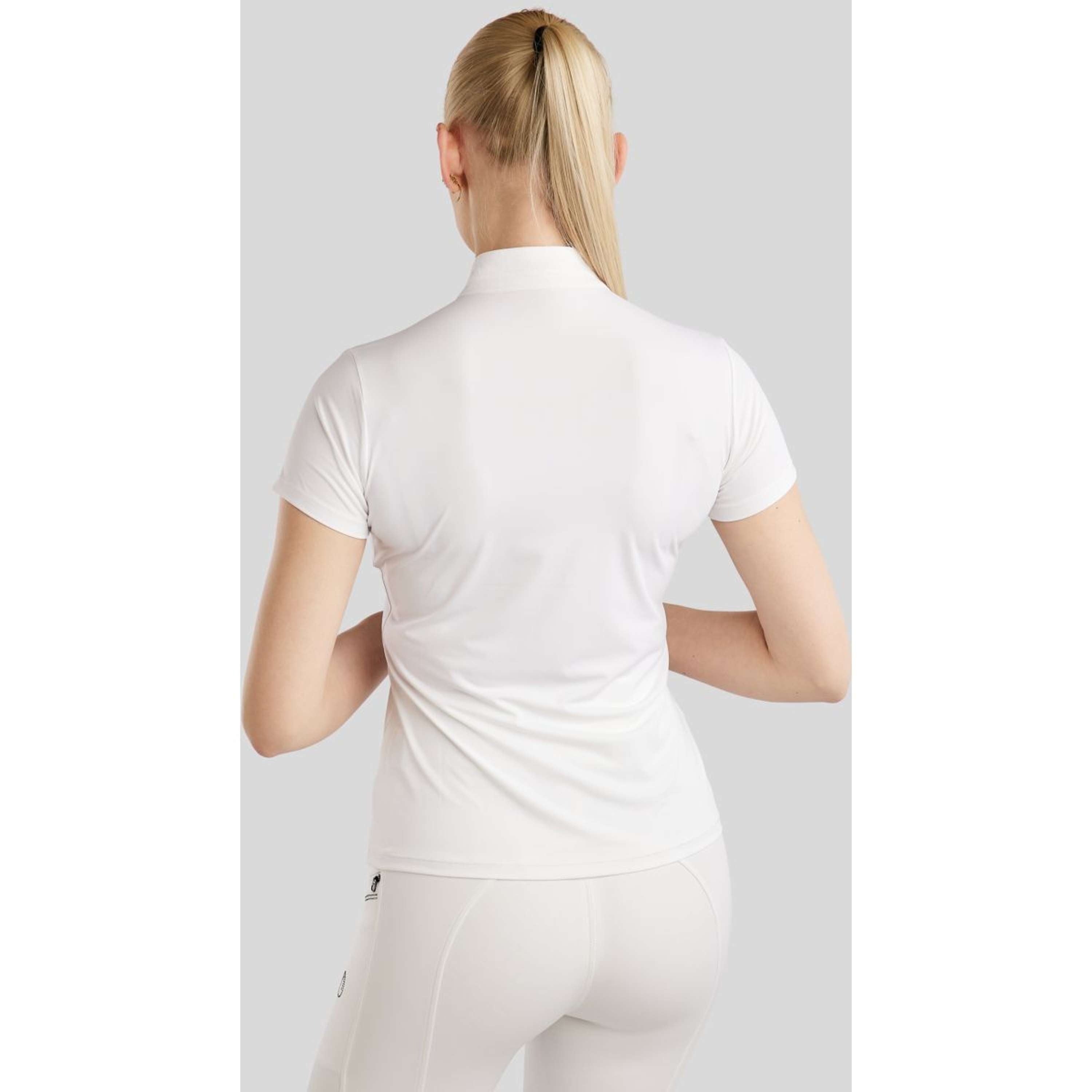Montar Competition Shirt MoPearl Pintucks Gun Metal Crystals White