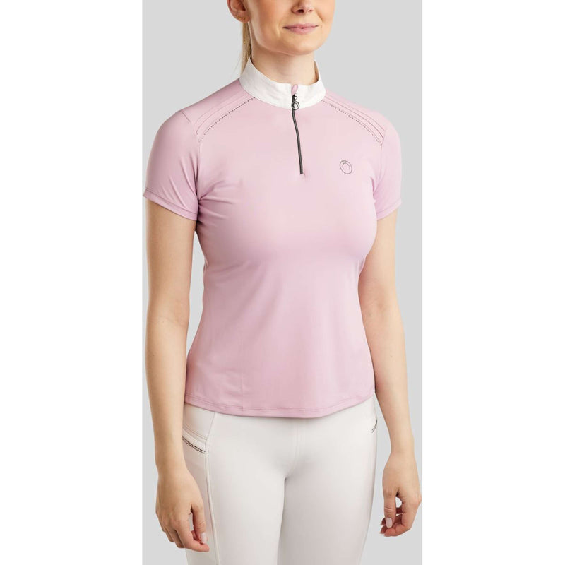 Montar Competition Shirt MoPearl Pintucks Gun Metal Crystals Candy Pink