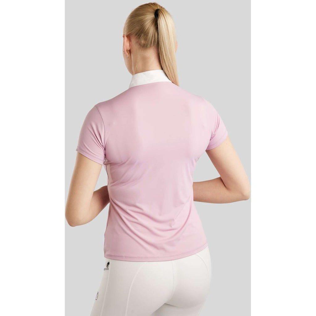 Montar Competition Shirt MoPearl Pintucks Gun Metal Crystals Candy Pink