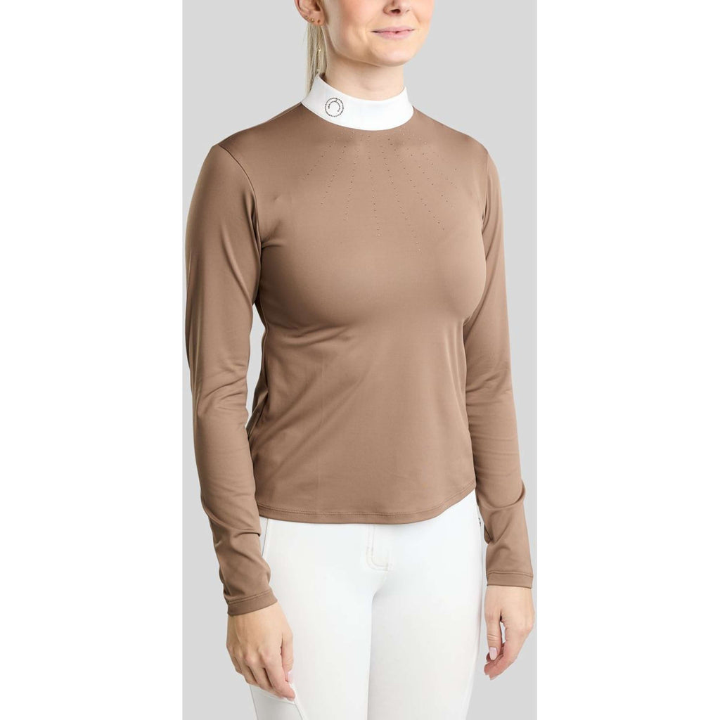 Montar Competition Shirt MoEve Golden Quartz Crystals Long Sleeves Nougat Brown