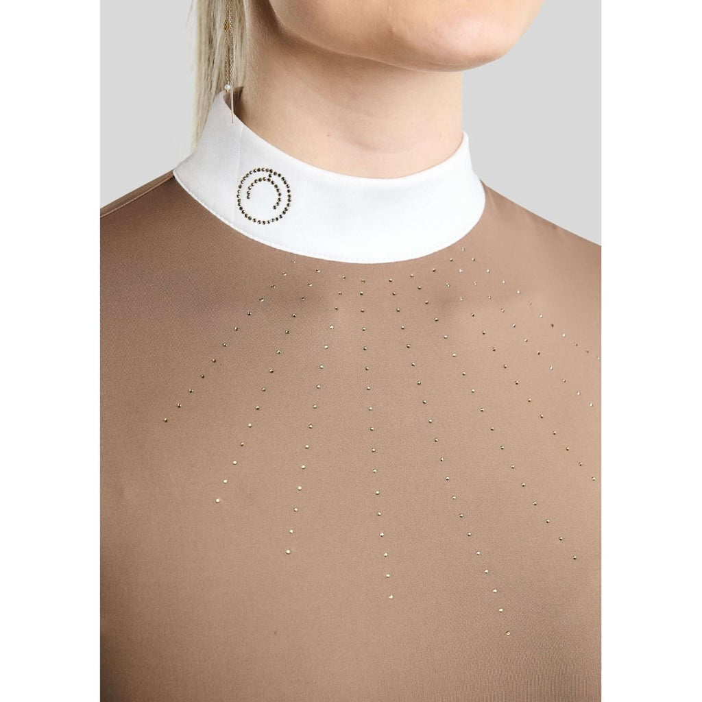 Montar Competition Shirt MoEve Golden Quartz Crystals Long Sleeves Nougat Brown