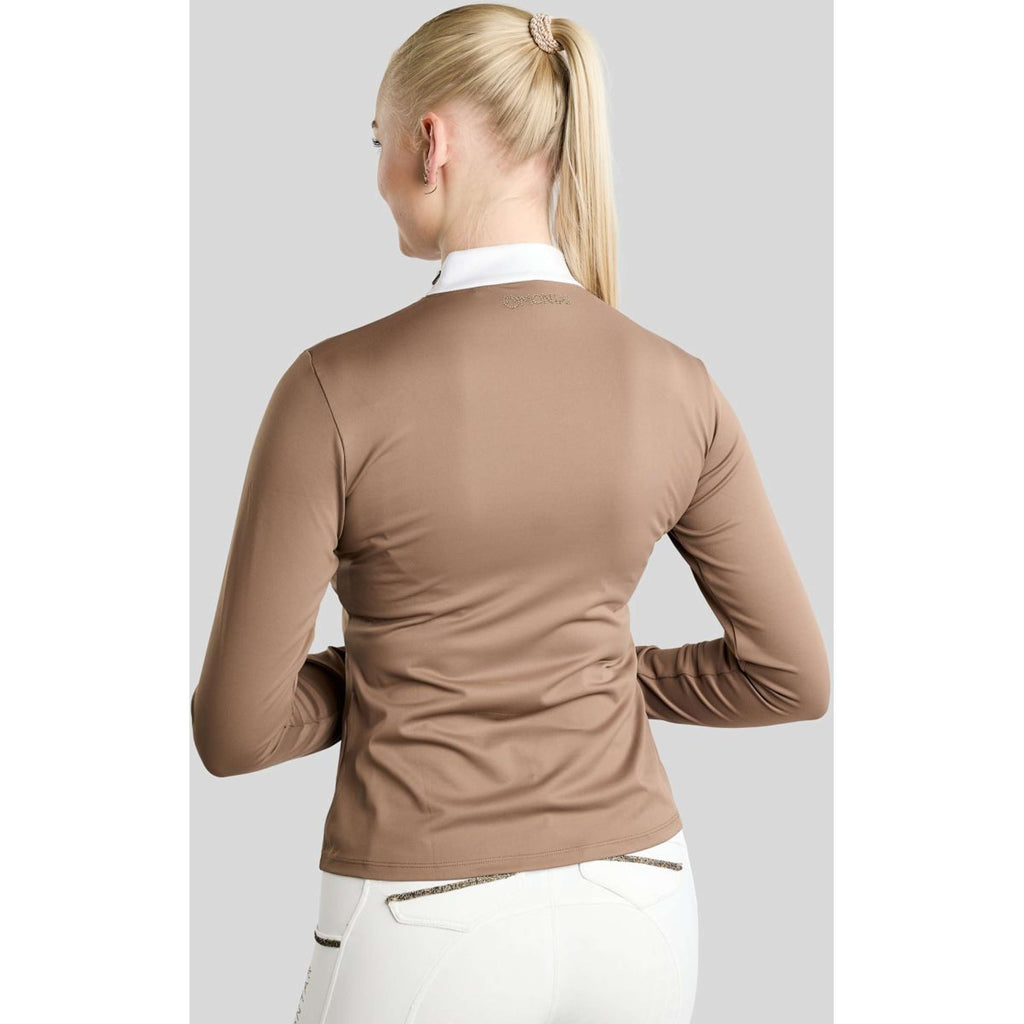 Montar Competition Shirt MoEve Golden Quartz Crystals Long Sleeves Nougat Brown