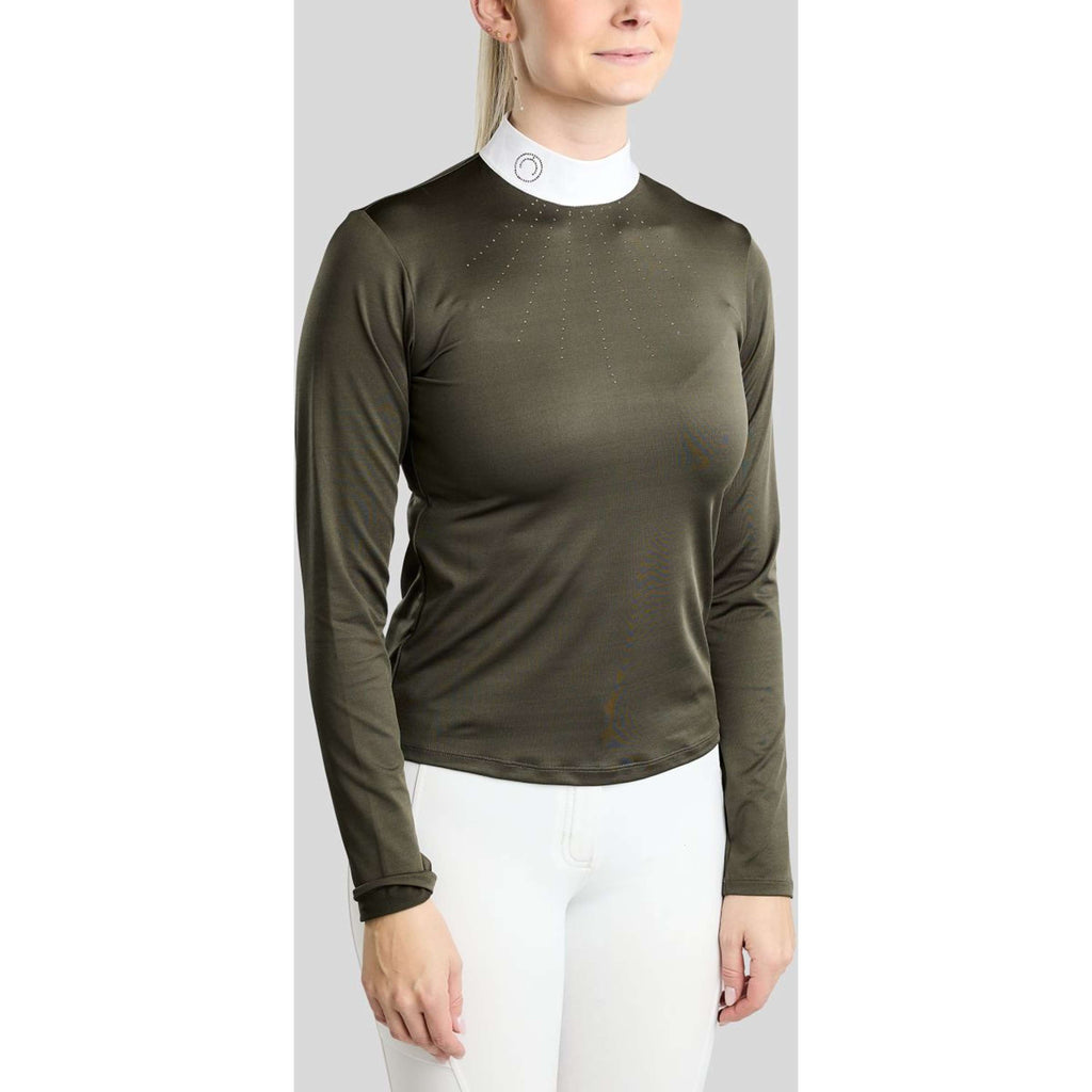 Montar Competition Shirt MoEve Golden Quartz Crystals Long Sleeves Forest Green