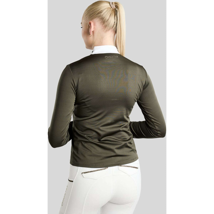 Montar Competition Shirt MoEve Golden Quartz Crystals Long Sleeves Forest Green