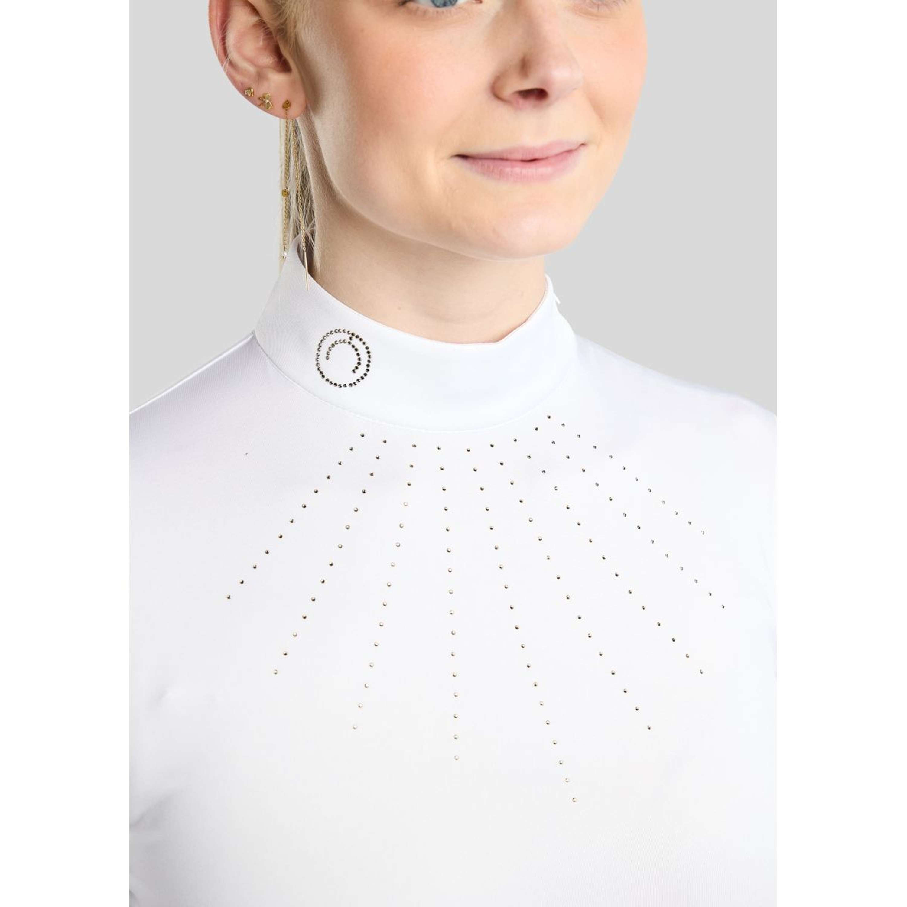 Montar Competition Shirt MoEve Golden Quartz Crystals Long Sleeves White
