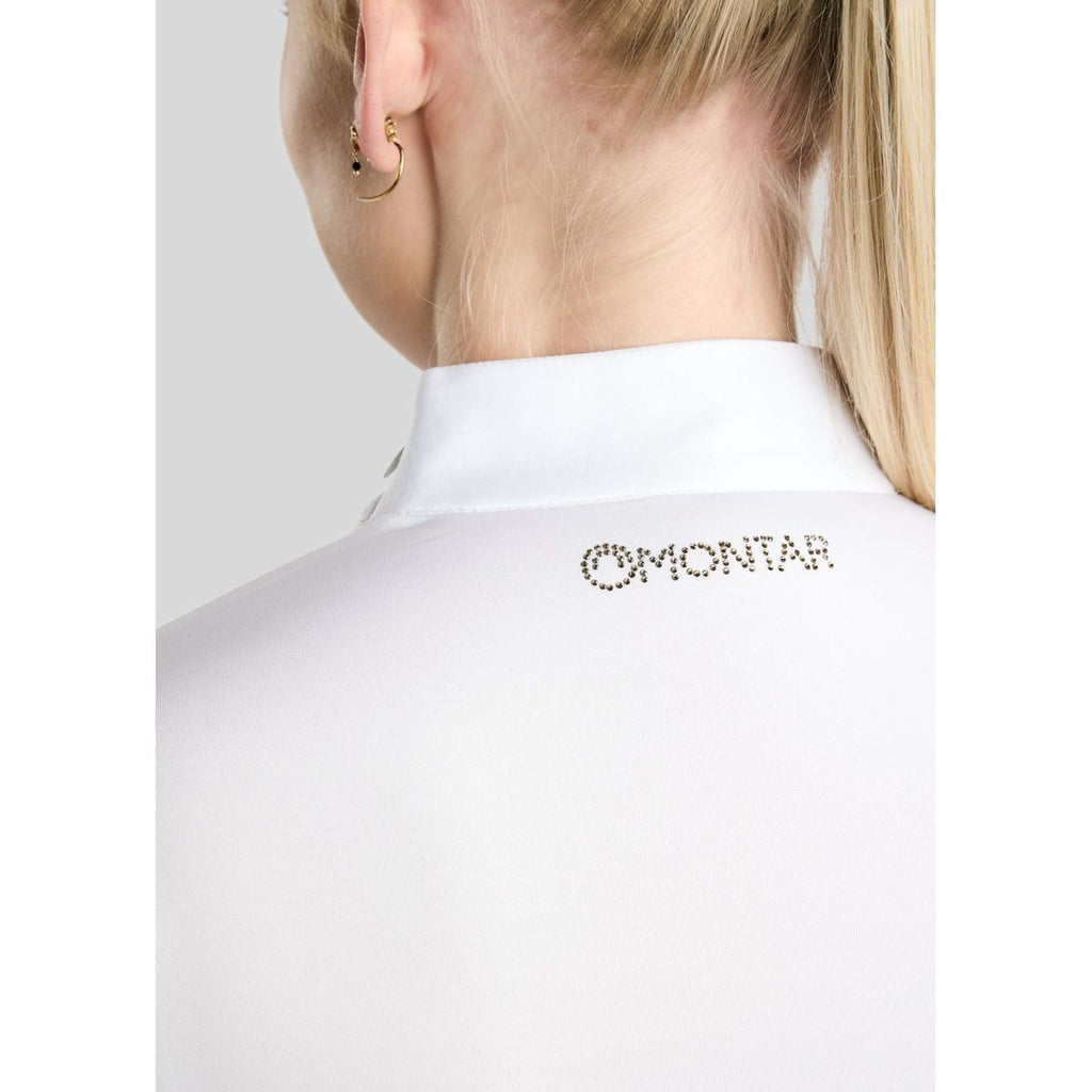 Montar Competition Shirt MoEve Golden Quartz Crystals Long Sleeves White