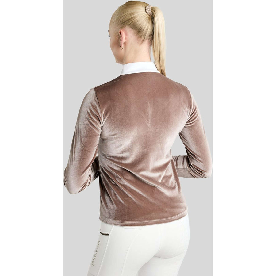 Montar Competition Shirt MoValerie Velvet Golden Quartz Crystals Long Sleeves Nougat Brown