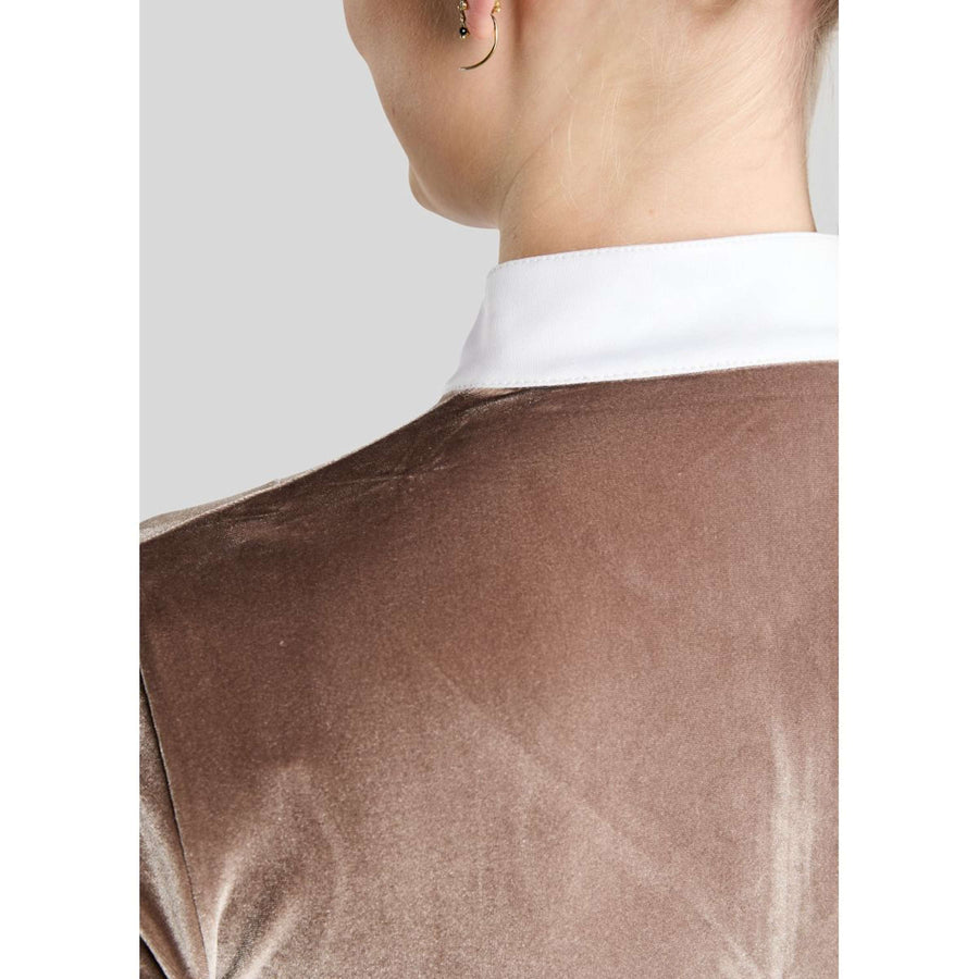 Montar Competition Shirt MoValerie Velvet Golden Quartz Crystals Long Sleeves Nougat Brown