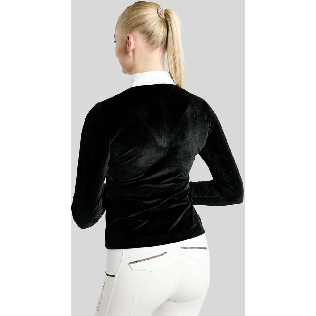 Montar Competition Shirt MoValerie Velvet Golden Quartz Crystals Long Sleeves Black